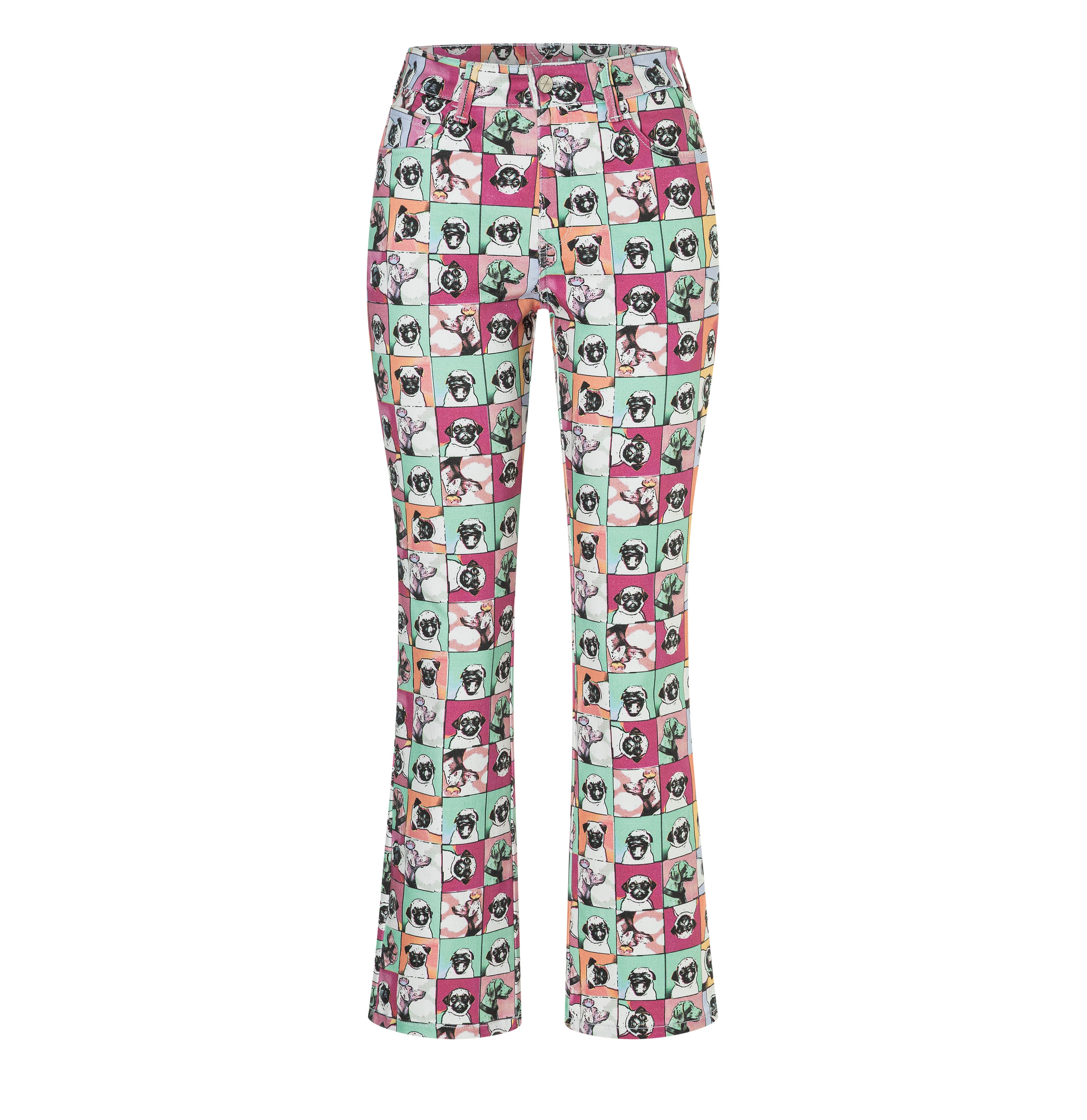 Figure-shaping kick model with a pattern. | DREAM KICK | pug print | Front view of bust