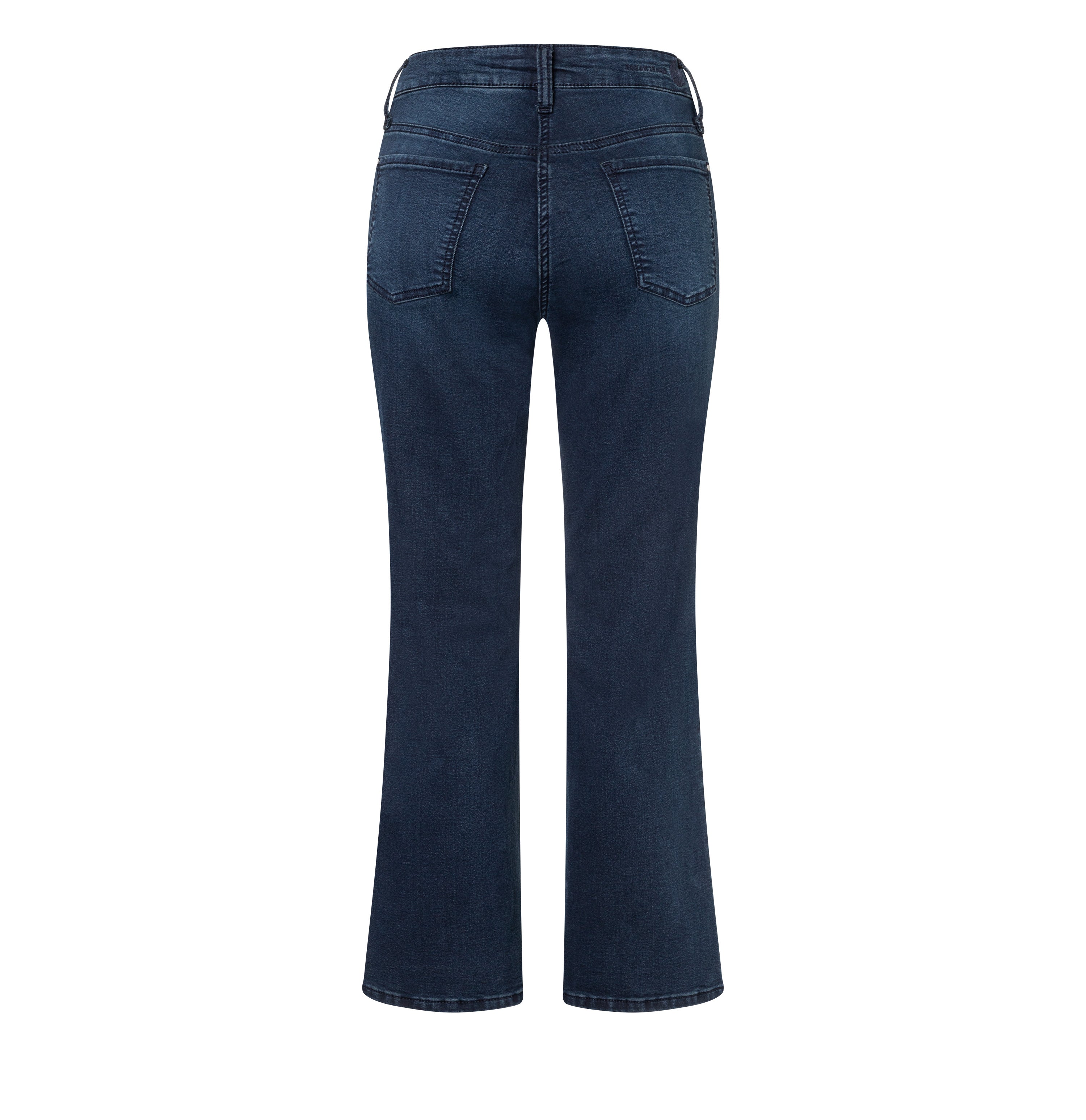 Figure-shaping jeans with flare kick design. | DREAM KICK | blue overdyed black | Back view of bust