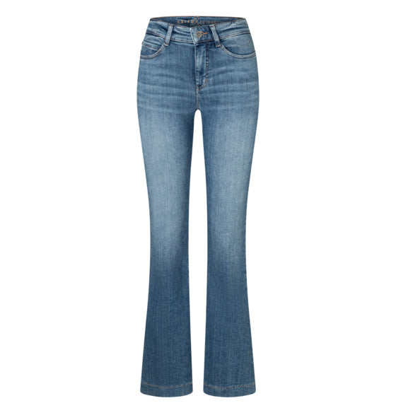 Flared fit with figure-shaping effect. | DREAM BOOT authentic | fancy authentic blue | Front view of bust