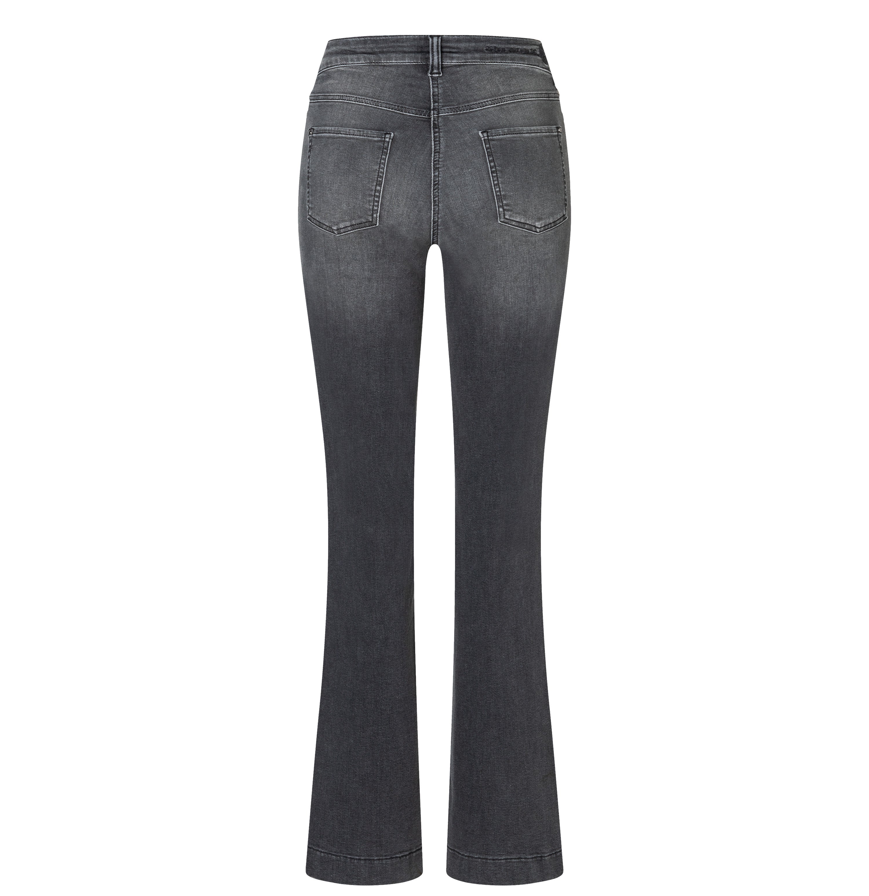Flared jeans in a hyper stretch material. | DREAM BOOT authentic | soft grey authentic used | Back view of bust