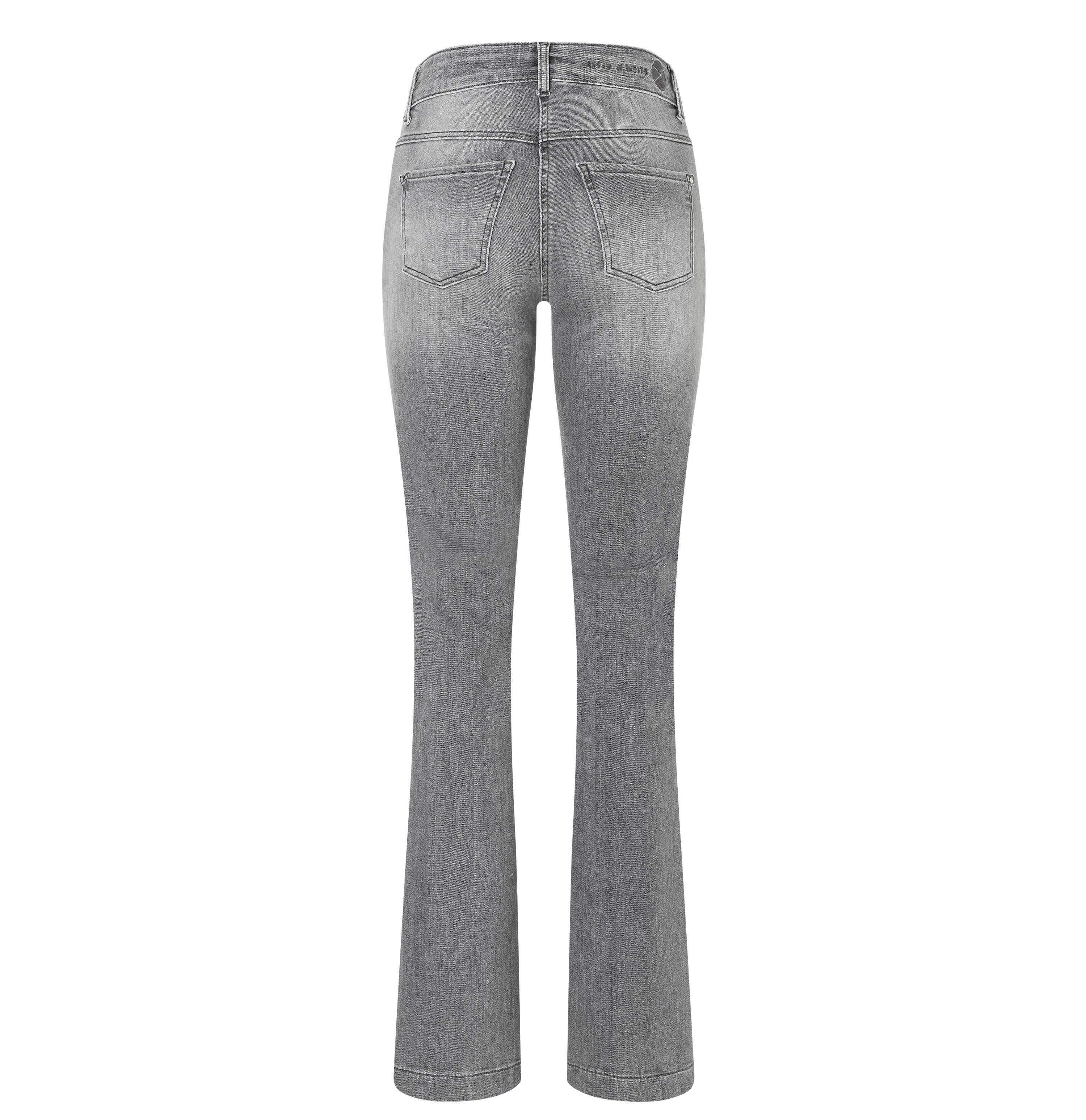 Flared fit with a figure-shaping effect. | DREAM BOOT authentic | mid grey authentic wash | Back view of bust