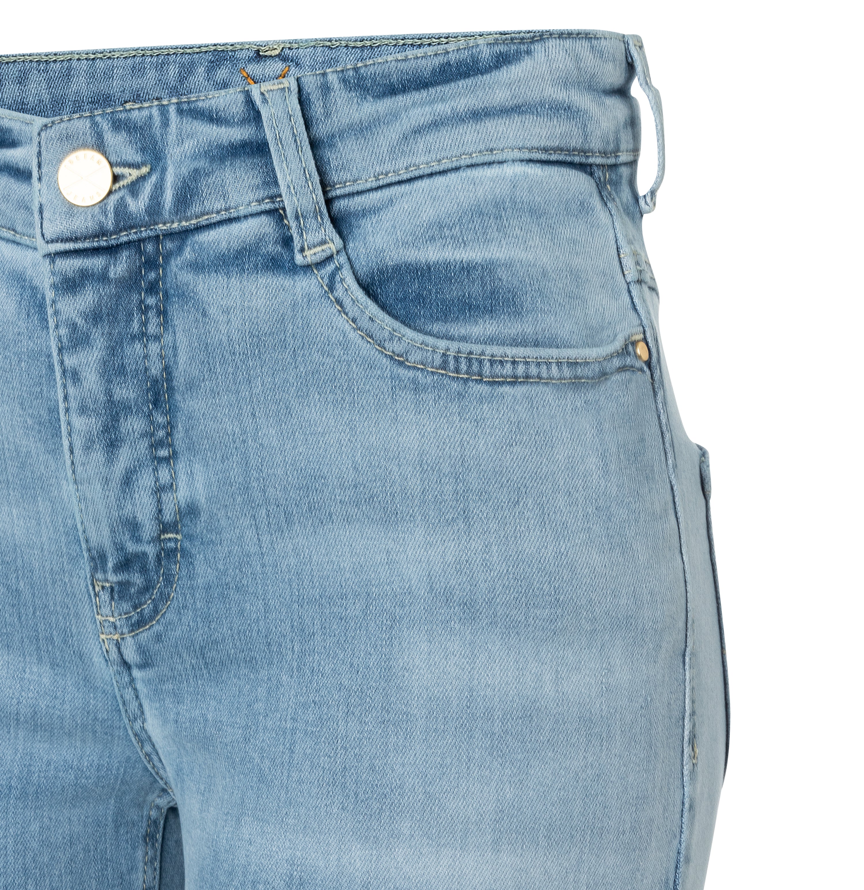 Boot cut jeans with shaping effect. | S-NAME | S-FBBZ | Side view of bust