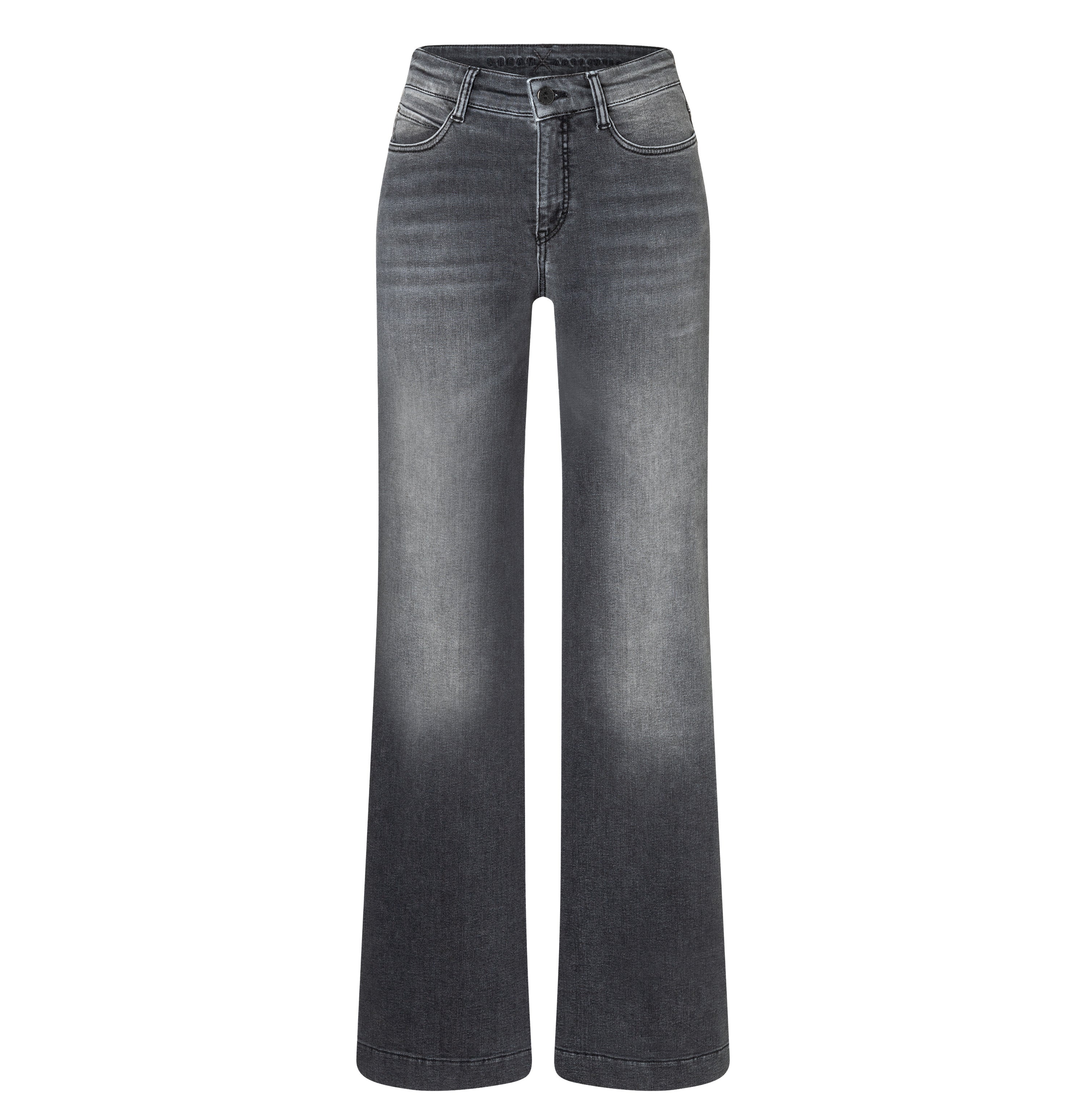 Shaping jeans in a wide cut. | DREAM WIDE authentic | soft grey authentic used | Front view of bust