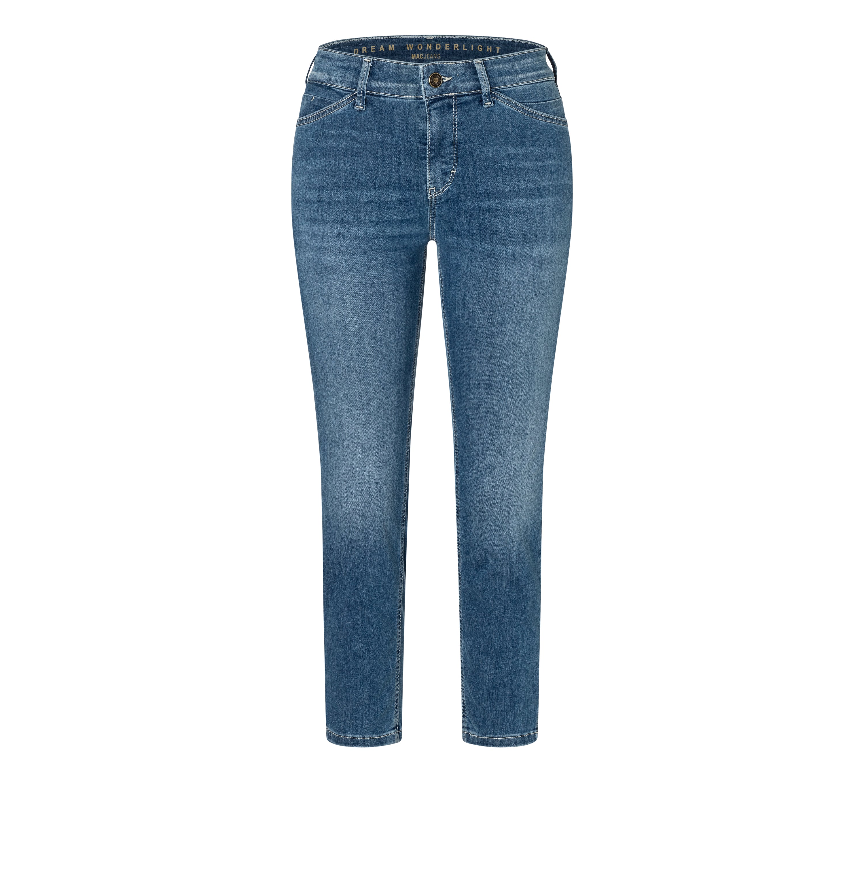 Slim shaping jeans in a modal blend. | DREAM SUMMER | authentic used blue | Front view of bust