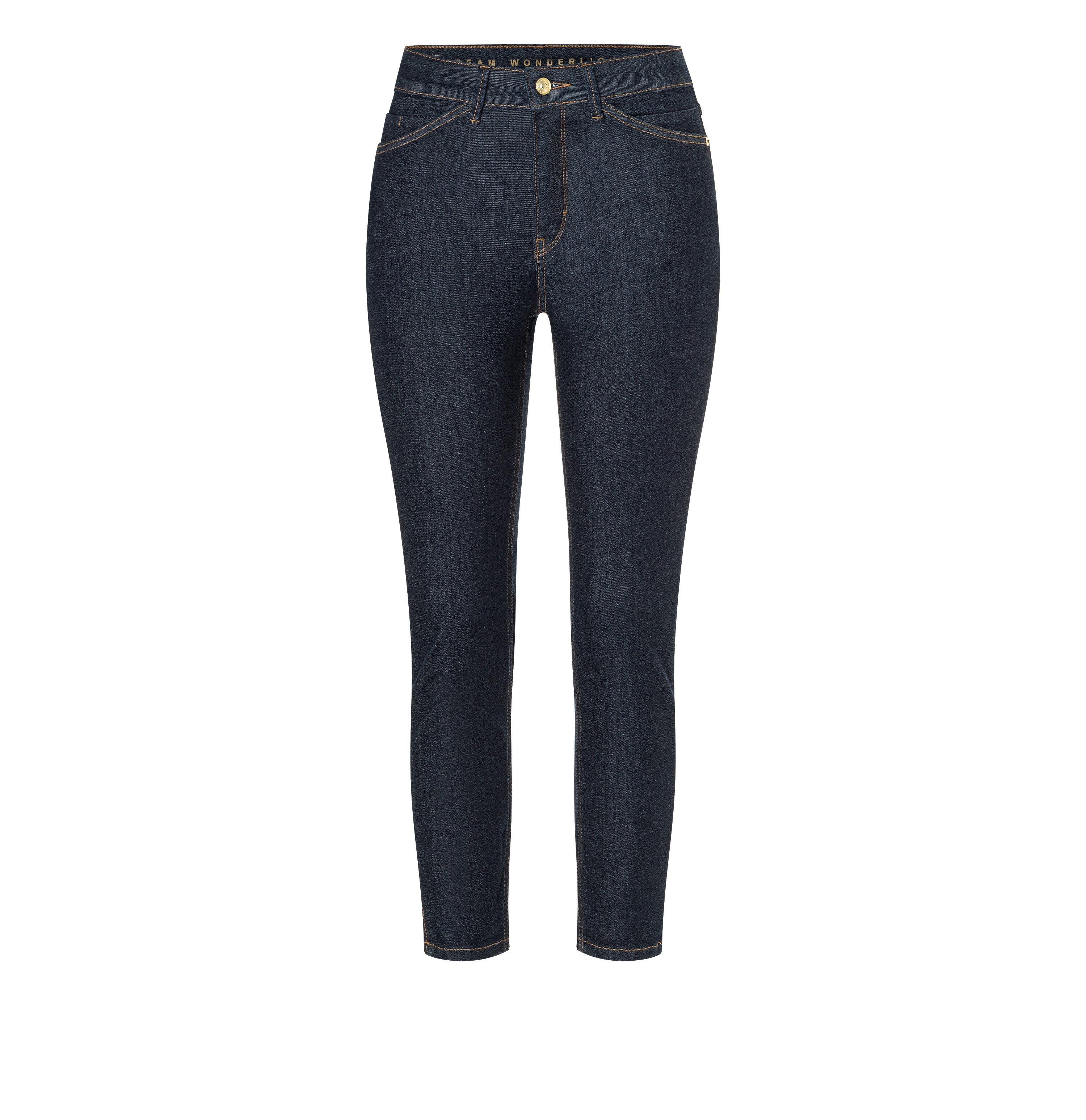 Cropped slim jeans in a light shaping material. | DREAM SUMMER | fashion rinsed | Front view of bust