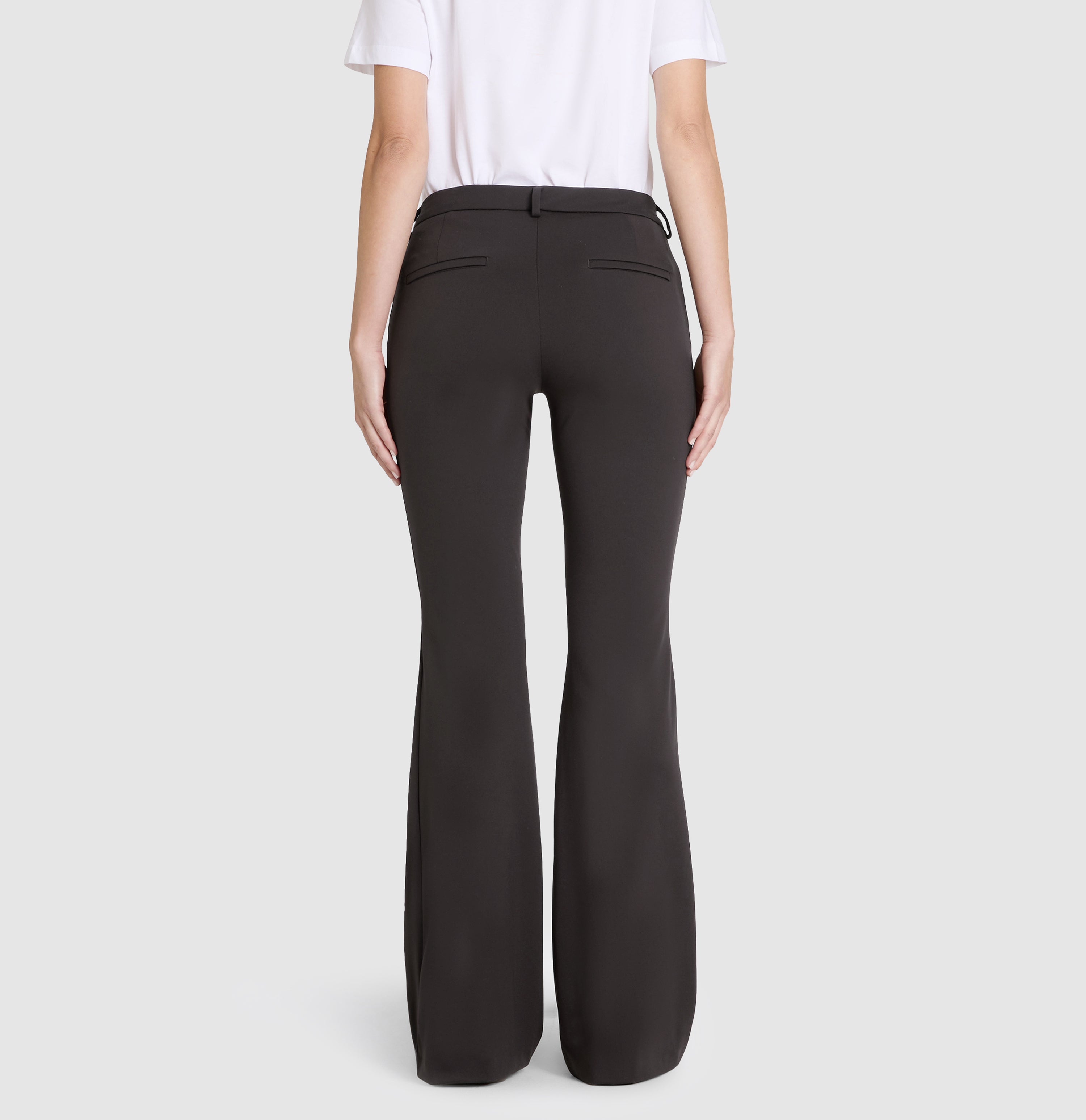 Flared jersey trousers with piping seams. | S-NAME | S-FBBZ | Back view of model