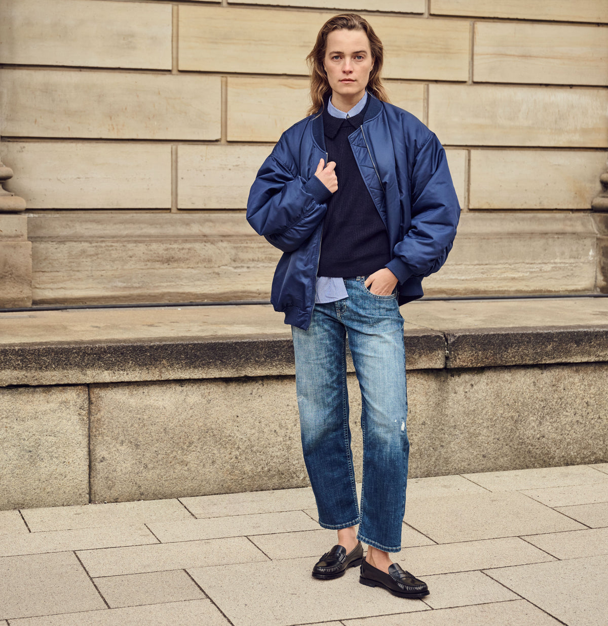  | GINA straight | retro patched darkblue | Campaign image 3