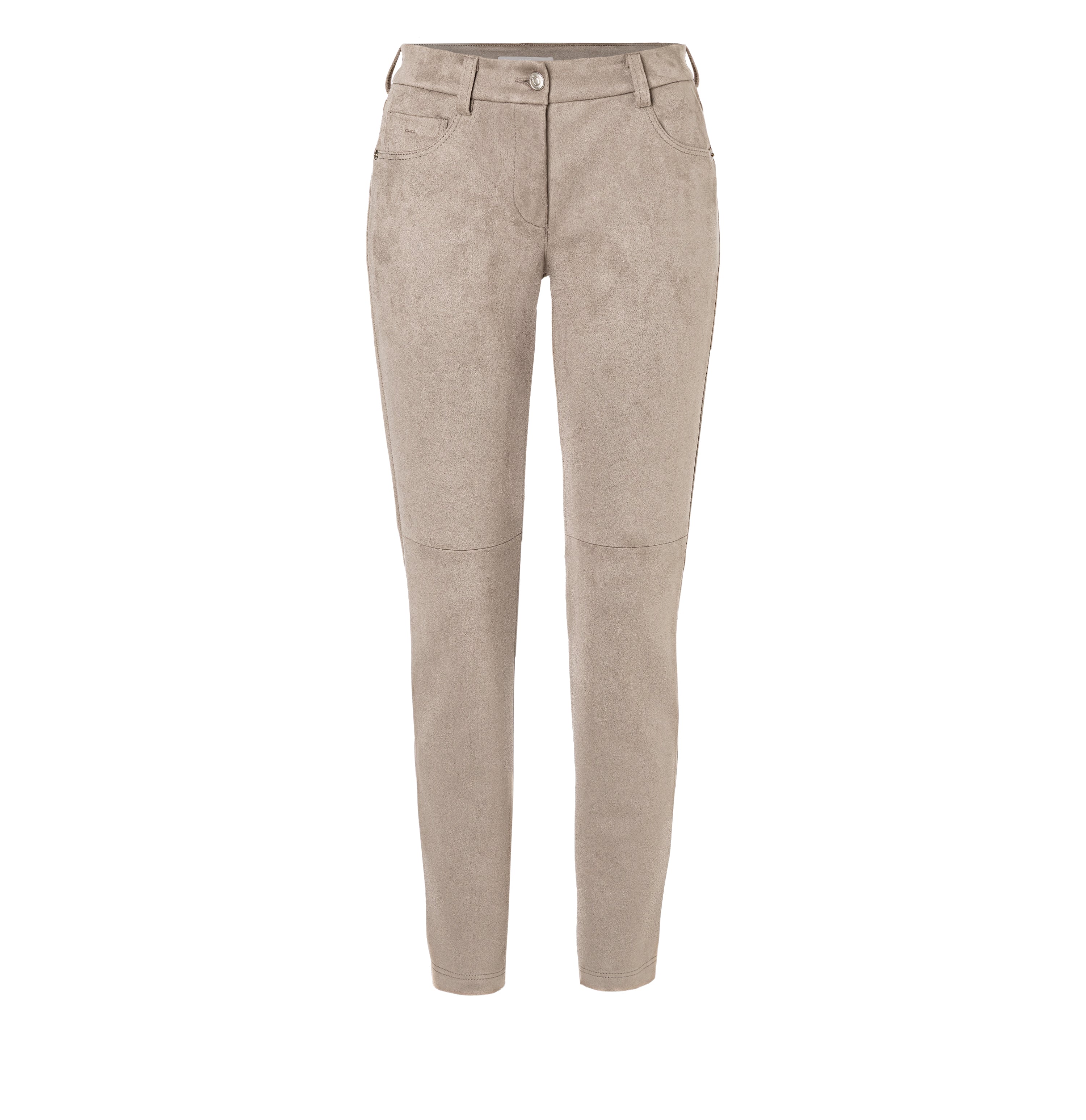 Slim trousers with a soft velours look. | SLIM velour | oxide brown | Front view of bust