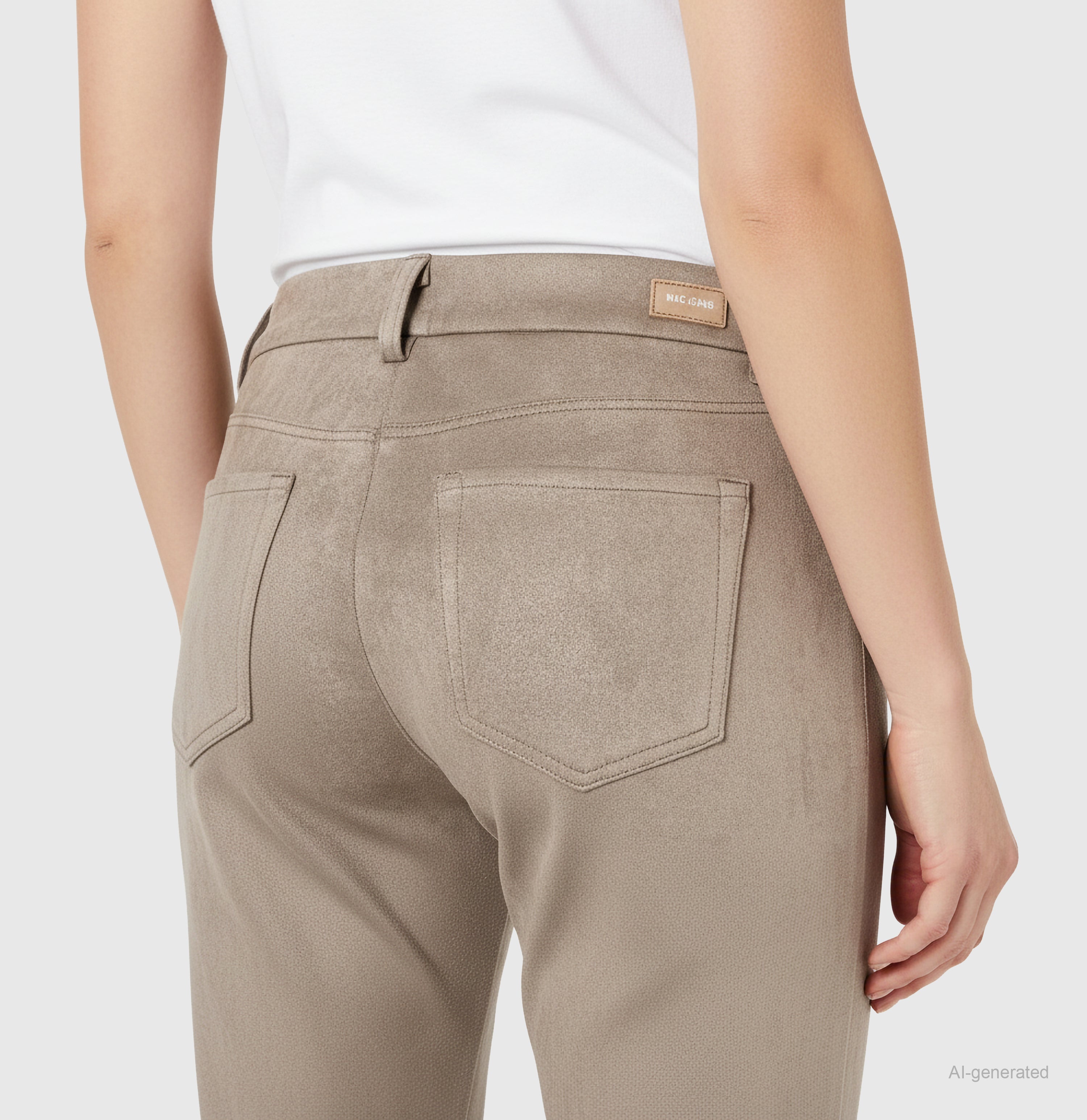 Slim trousers with a soft velours look. | SLIM velour | oxide brown | Detailed view 2 of model