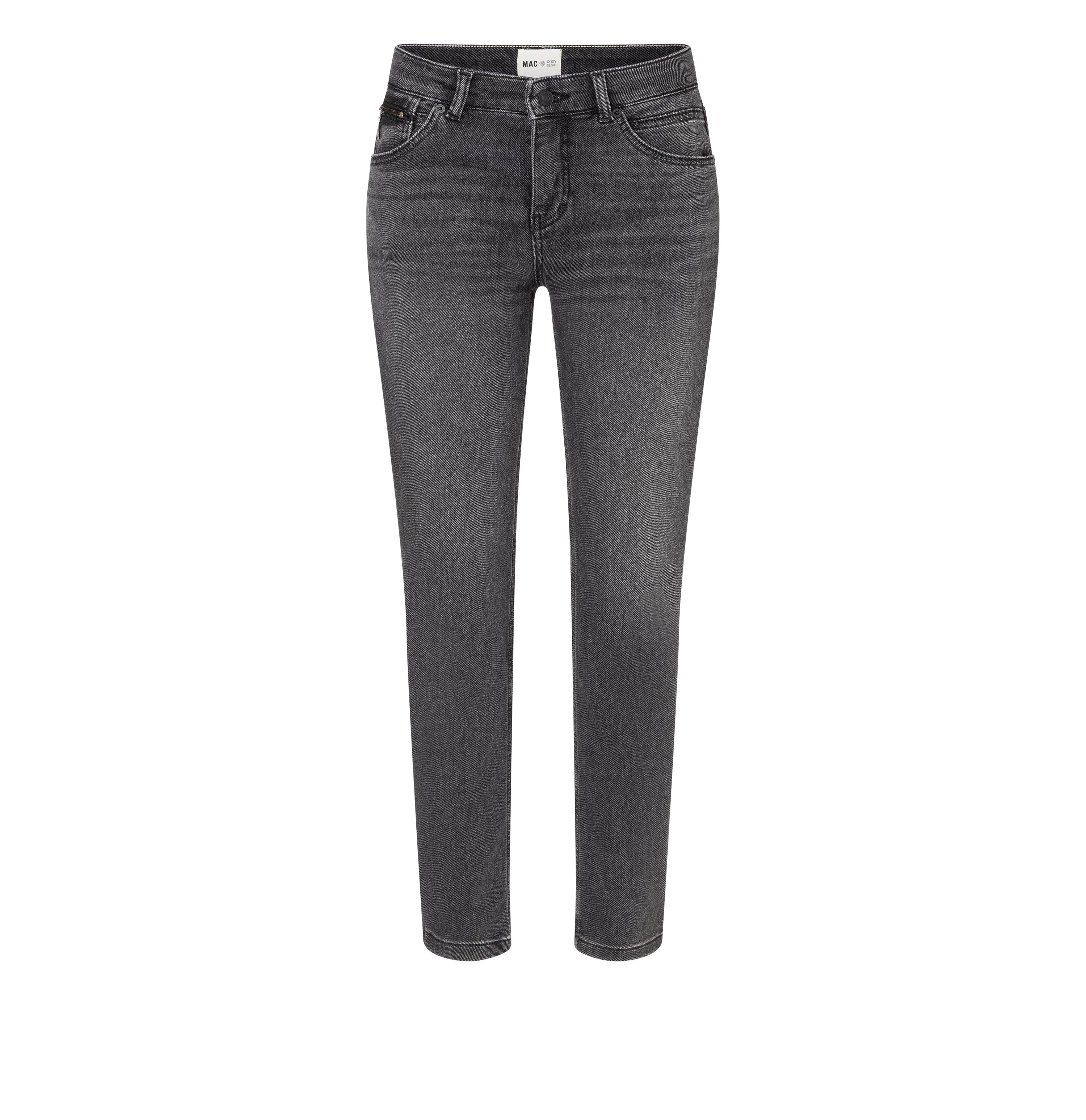 Slim thermal jeans jeans with zip detail. | SLIM | grey basic | Front view of bust
