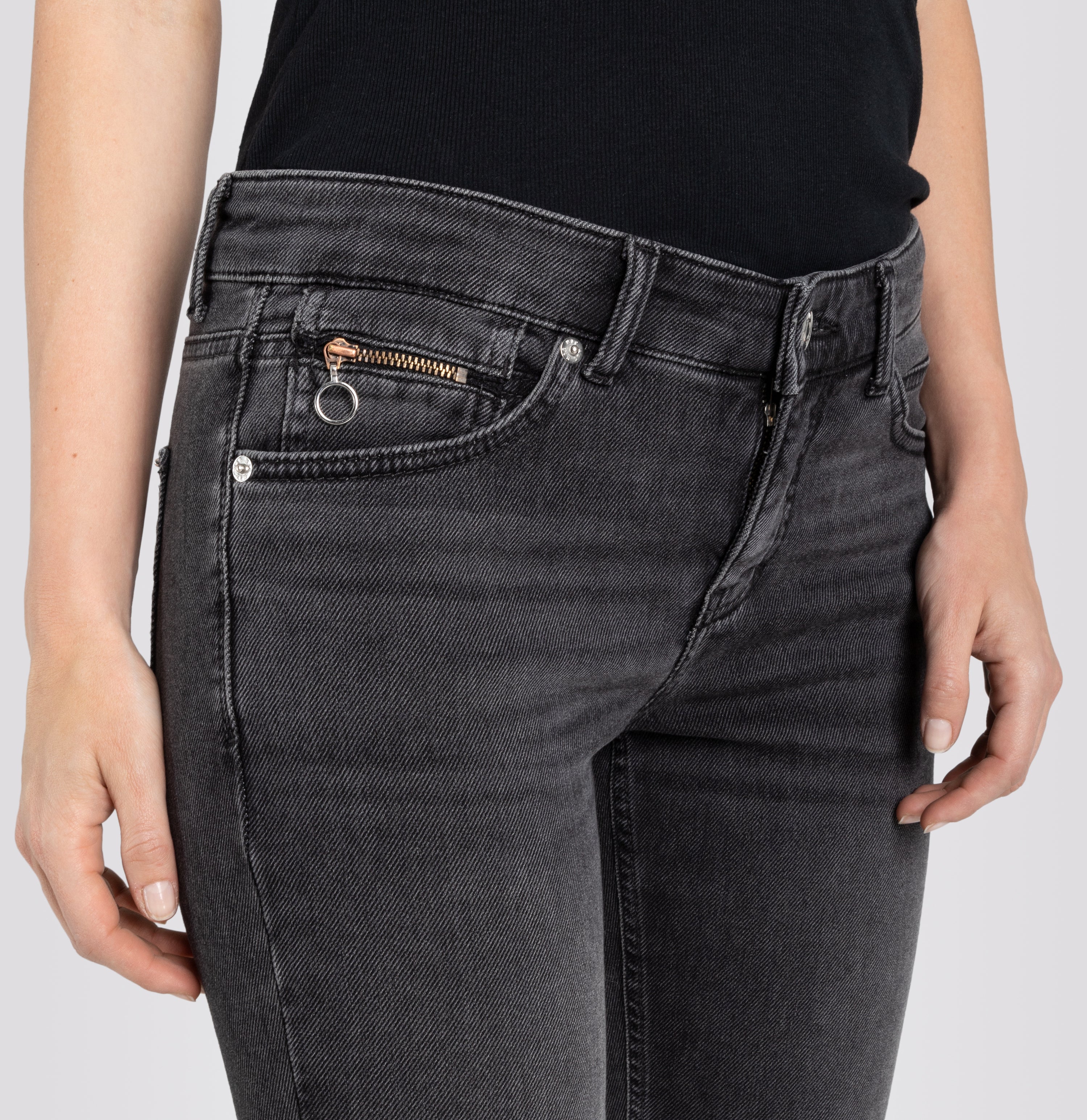 Slim thermal jeans jeans with zip detail. | SLIM | grey basic | Detailed view 2 of model