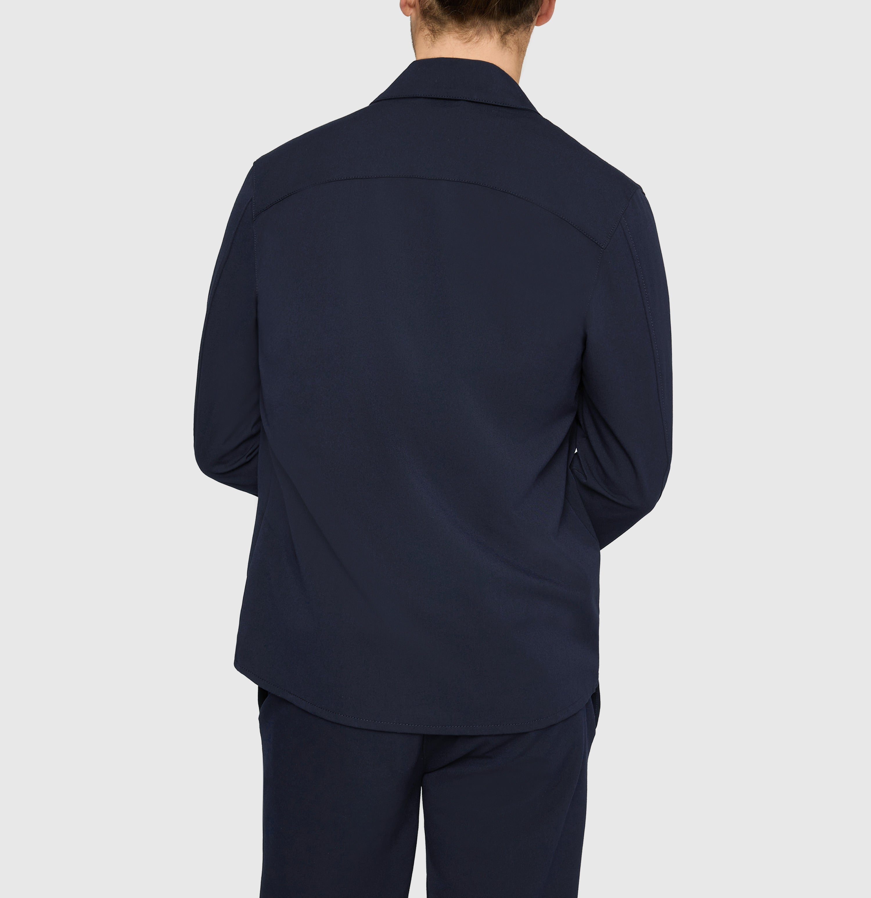 Overshirt made of CARBONIUM® gabardine. | Overshirt | midnight blue | Back view of model