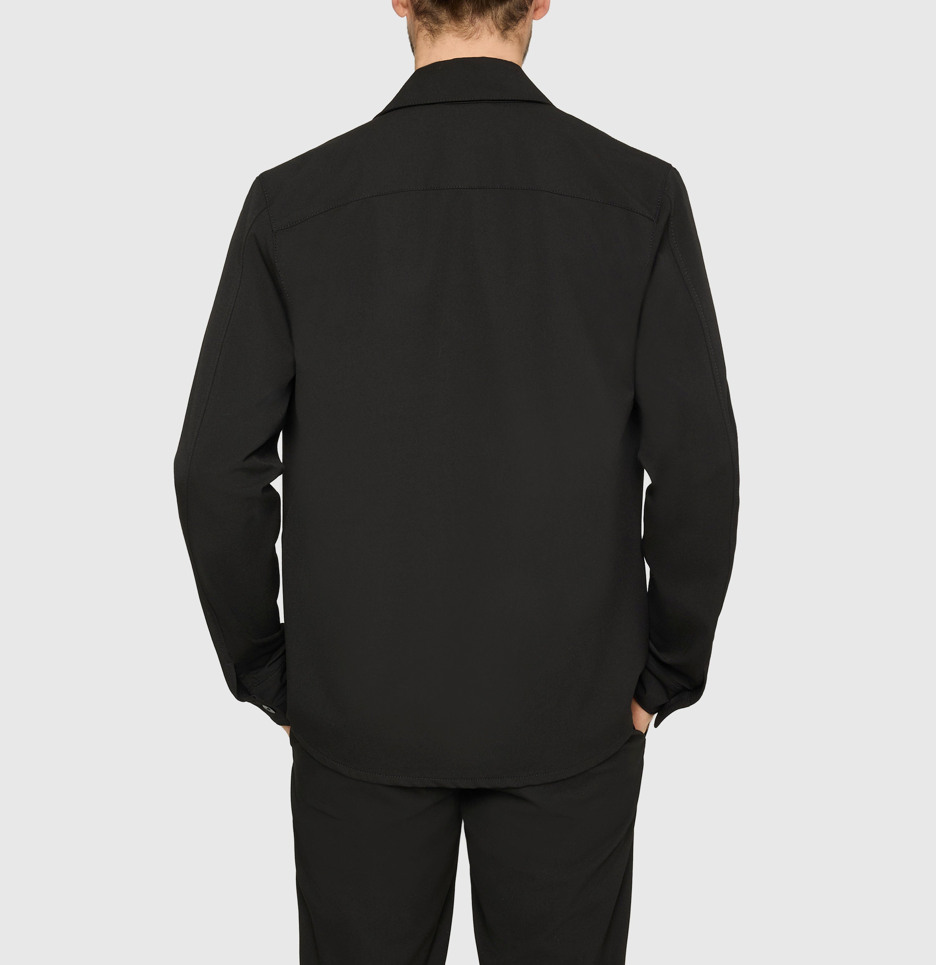 Overshirt made of CARBONIUM® gabardine. | Overshirt | power black | Back view of model