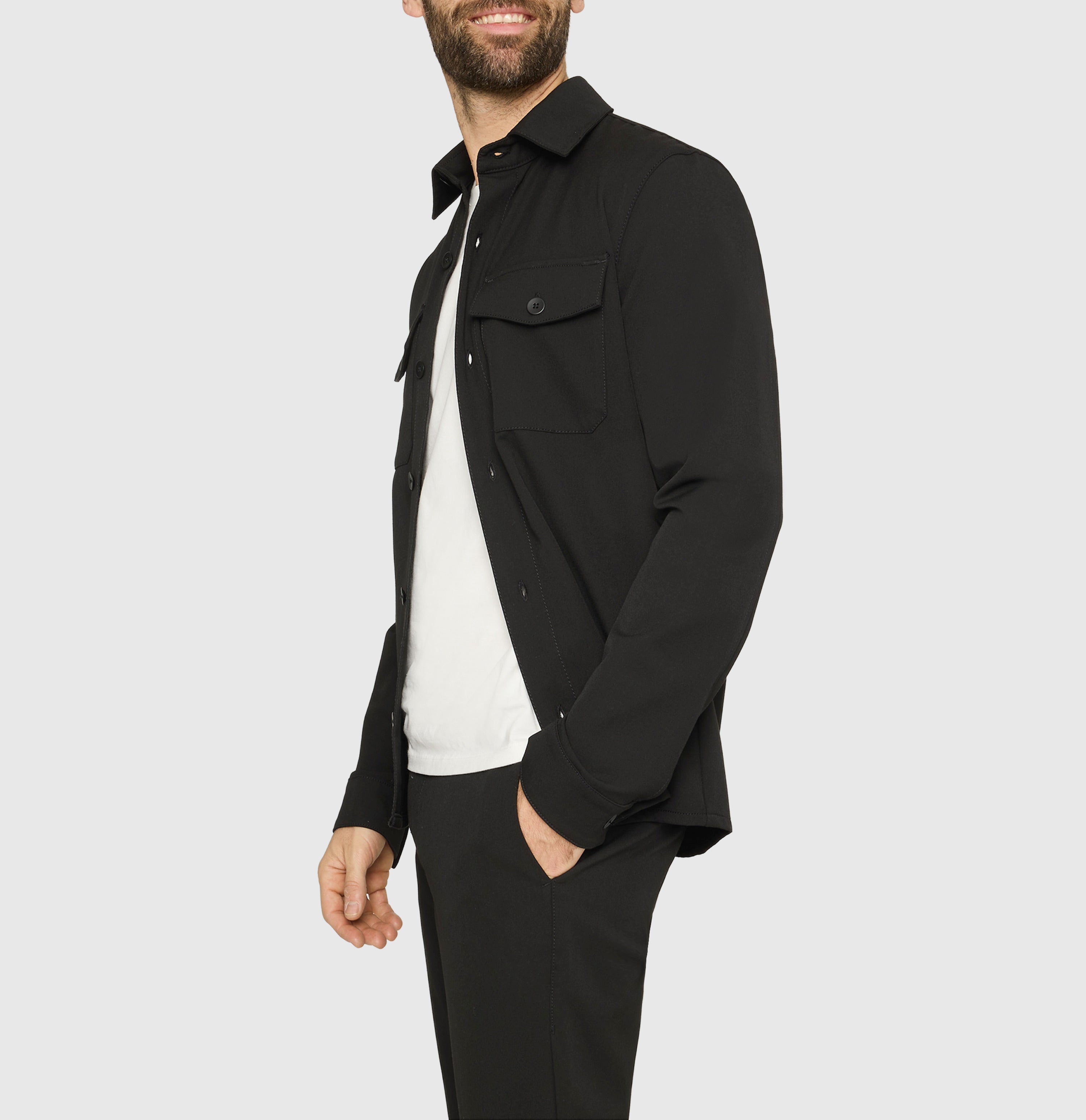 Overshirt made of CARBONIUM® gabardine. | Overshirt | power black | Detailed view 3 of model
