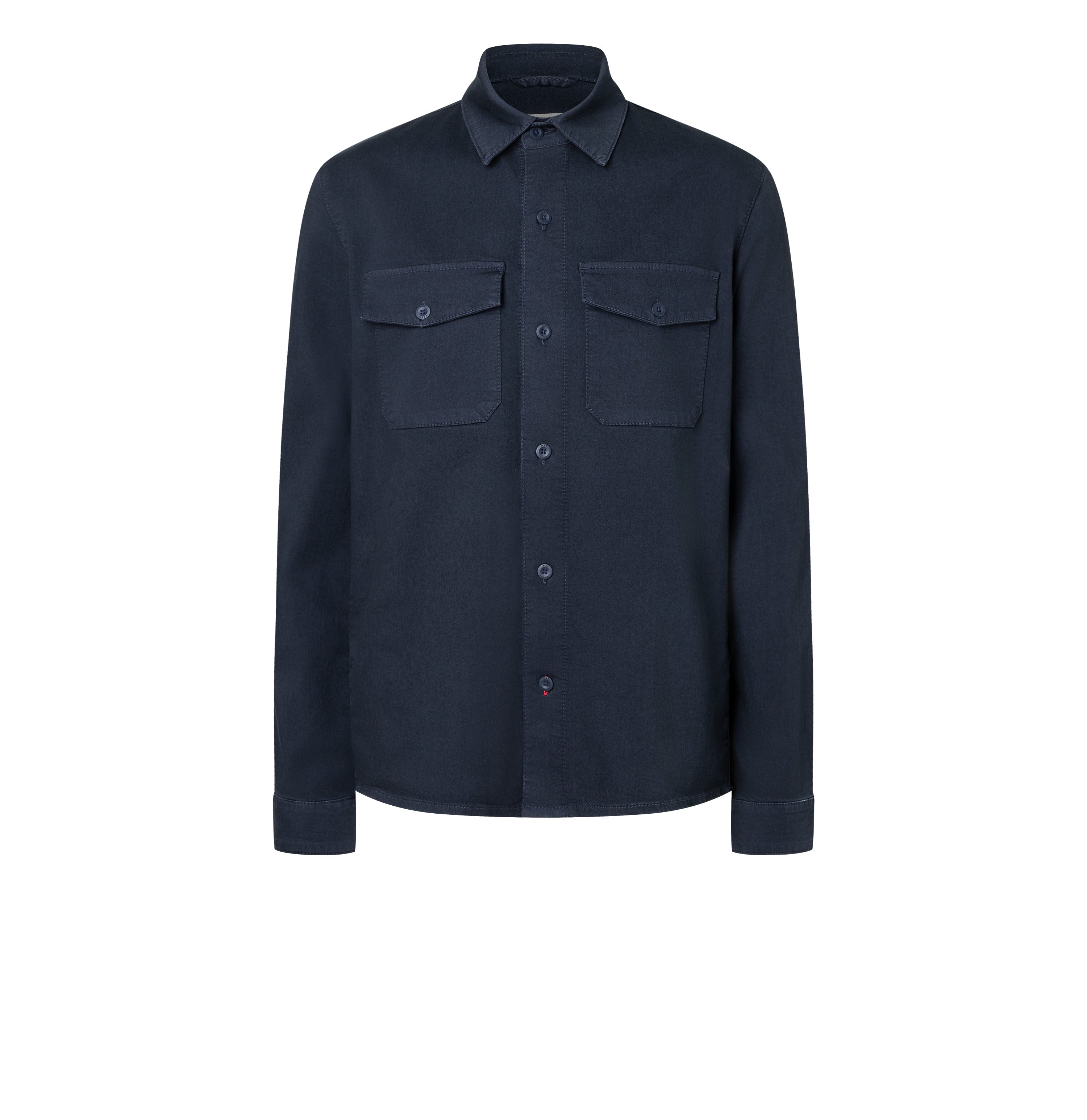Overshirt made of highly elastic denim. | Overshirt | midnight blue | Front view of bust