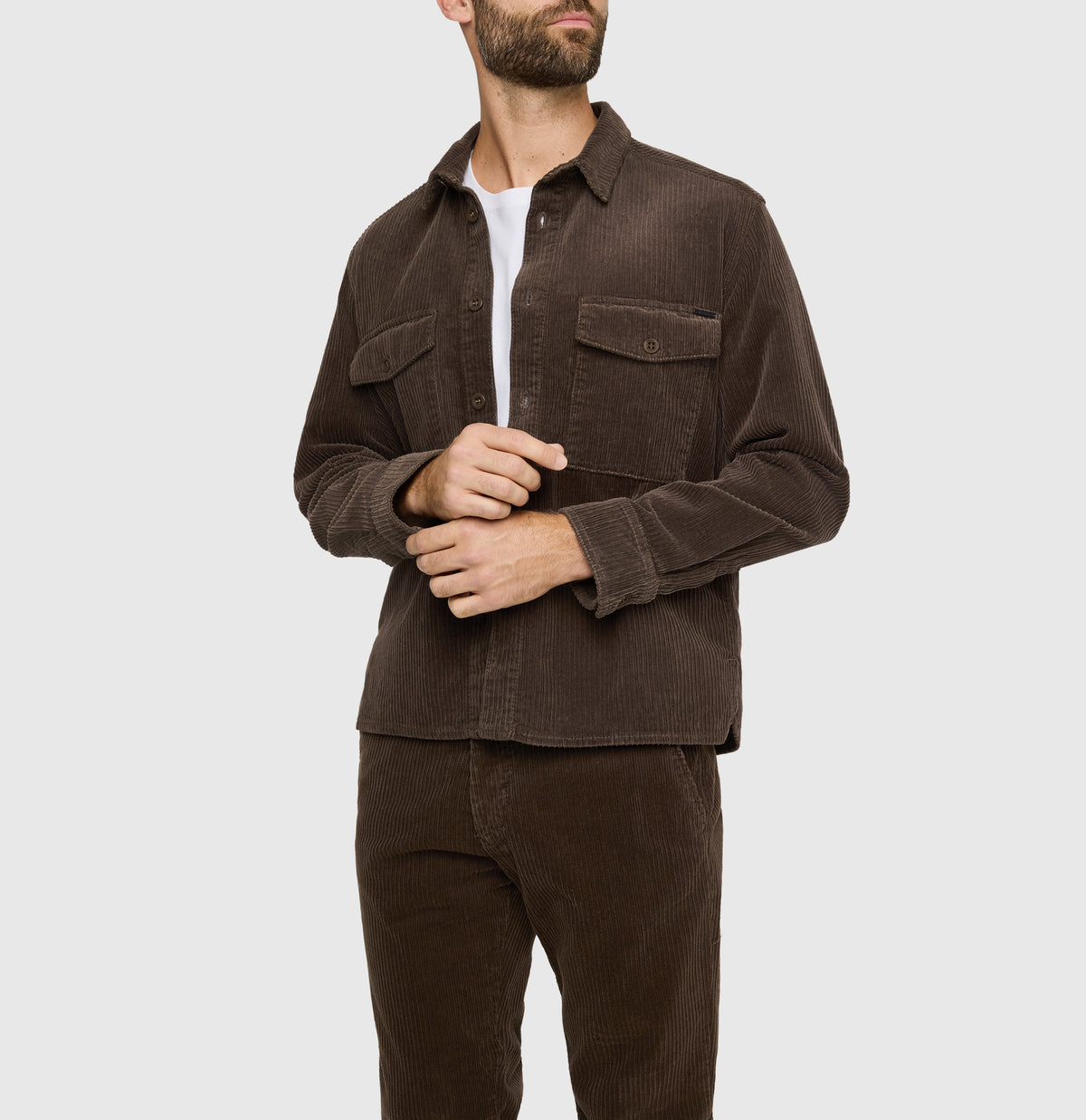 Overjacket in a modern corduroy material. | Overjacket | hot fudge | Front view of model