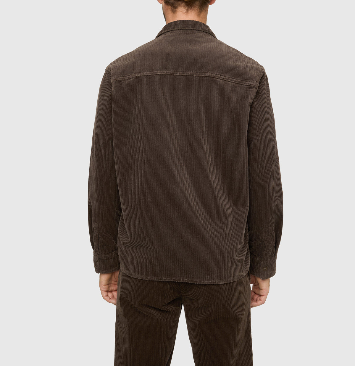 Overjacket in a modern corduroy material. | Overjacket | hot fudge | Back view of model