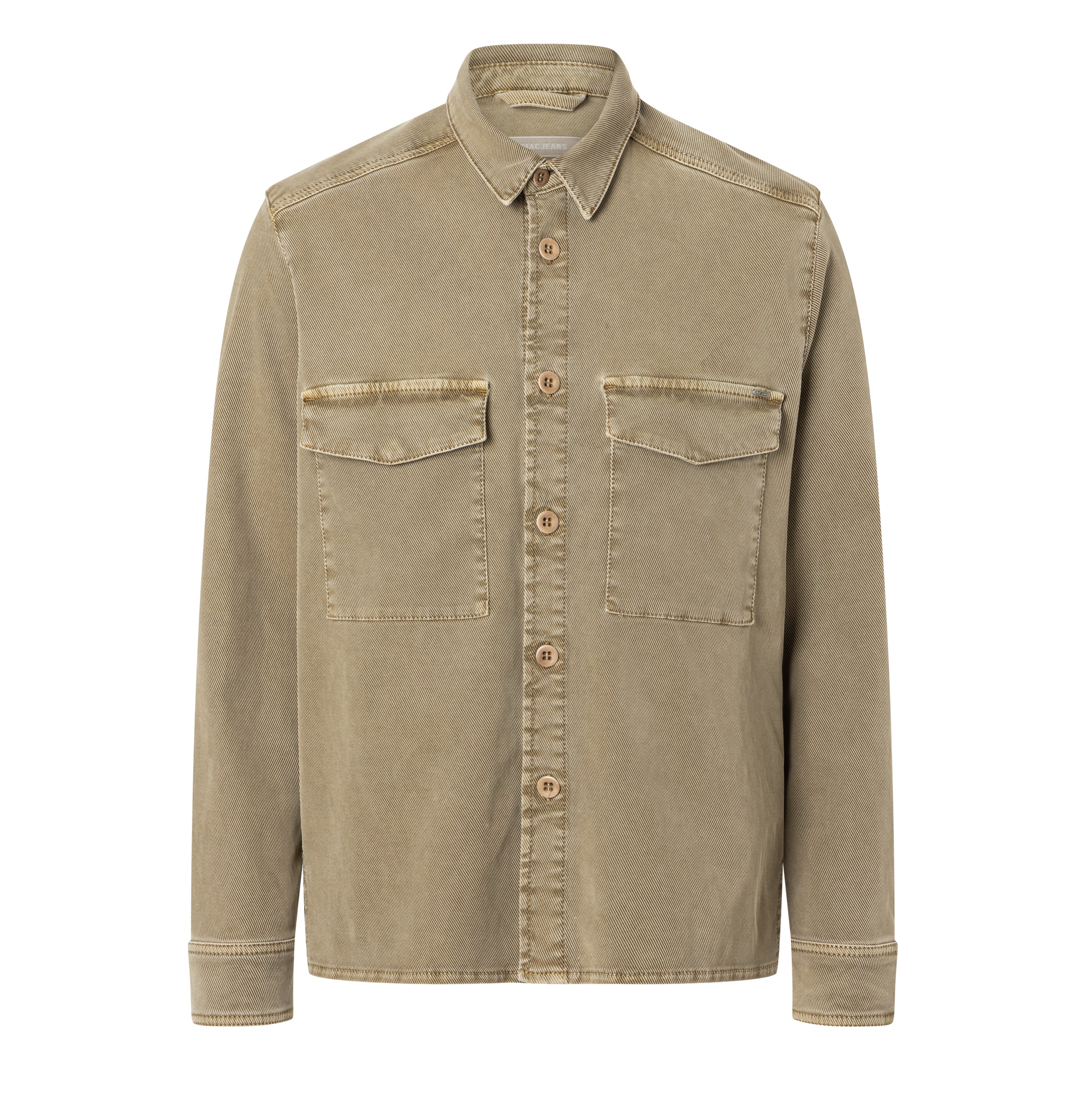 Overjacket in a twill material with lyocell. | Overjacket | martini olive PPT | Front view of bust