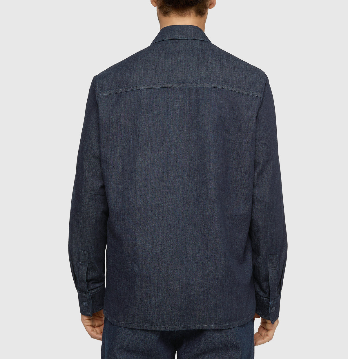 Overjacket in a blend with nettle fibres. | Overjacket | dark rinsewash | Back view of model