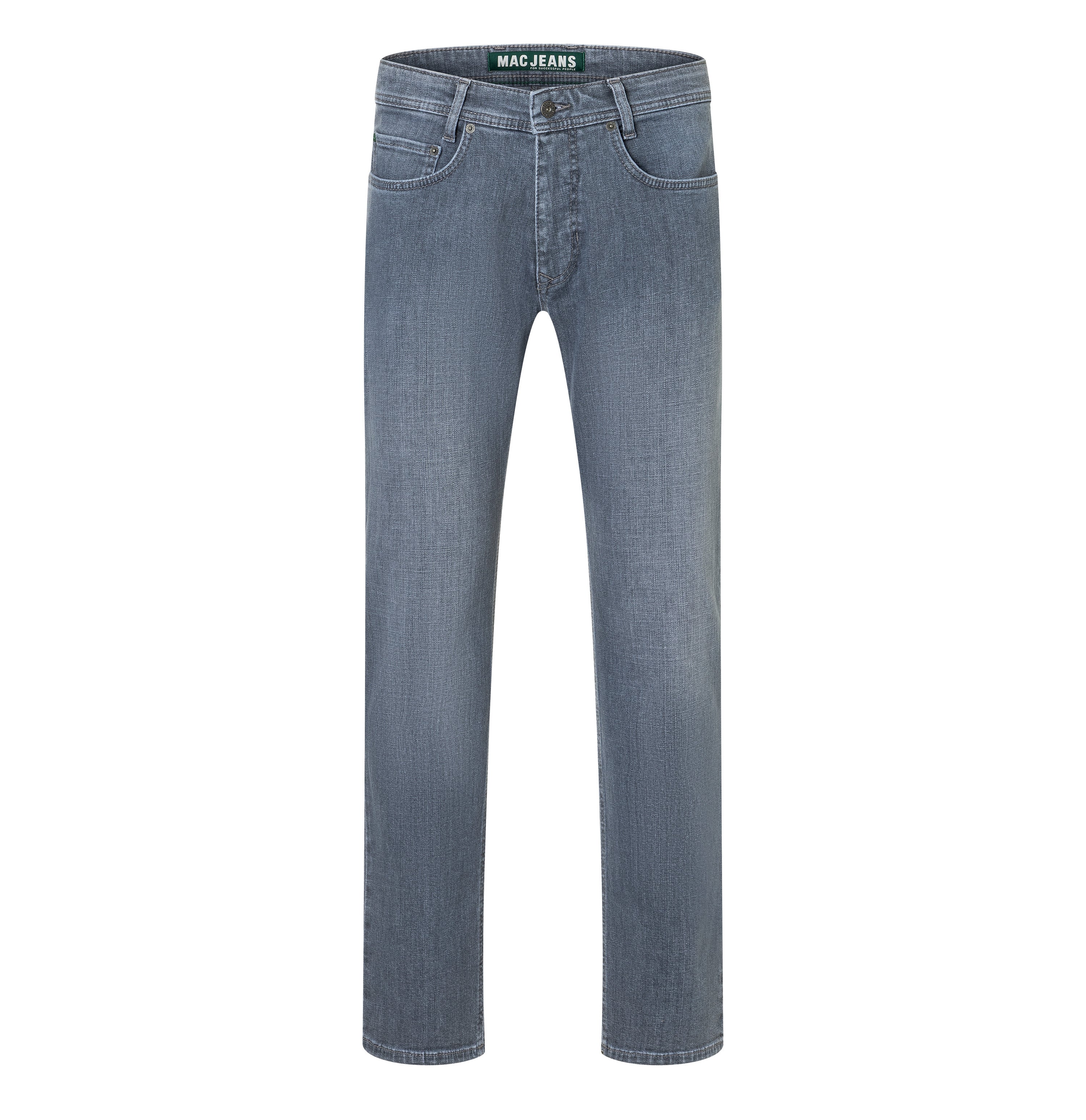 Slim jeans made of recycled denim. | Arne | dust grey used | Front view of bust