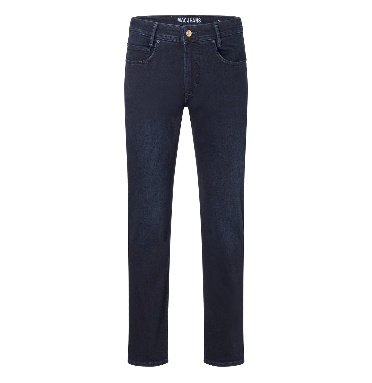 Slim, soft jeans with cashmere content. | Arne | dark blue black | Front view of bust