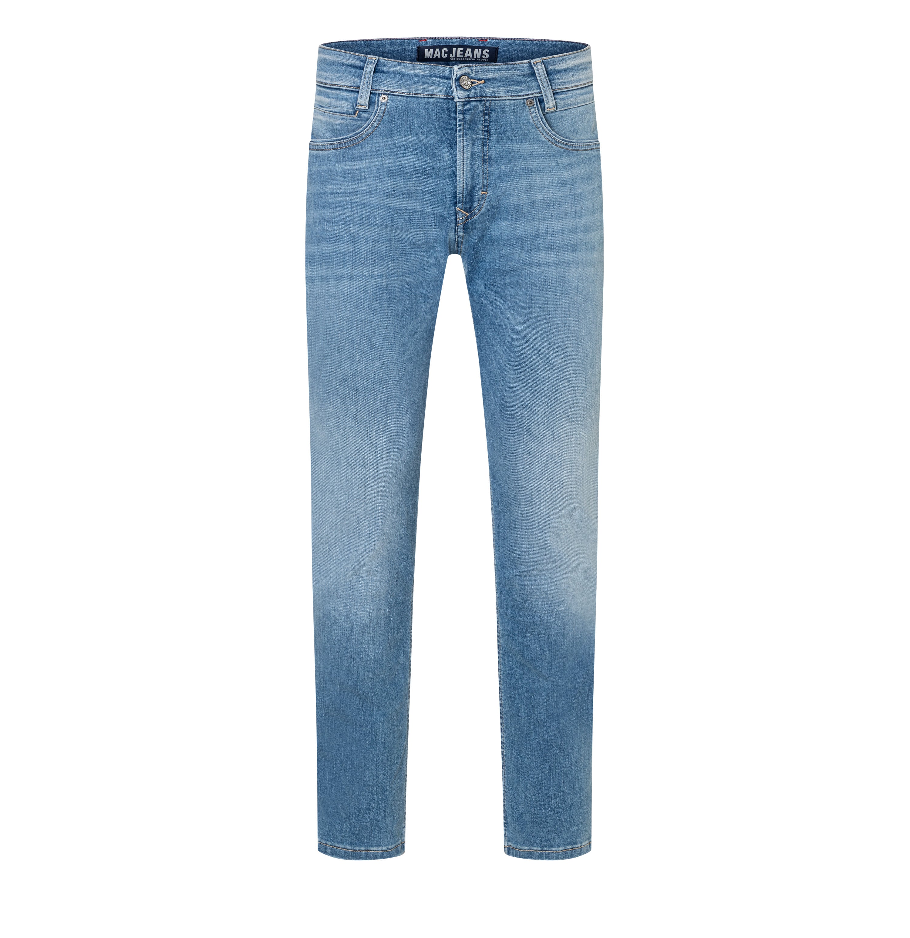 Slim driver jeans with a vintage look. | Arne Pipe | light blue authentic wash | Front view of bust