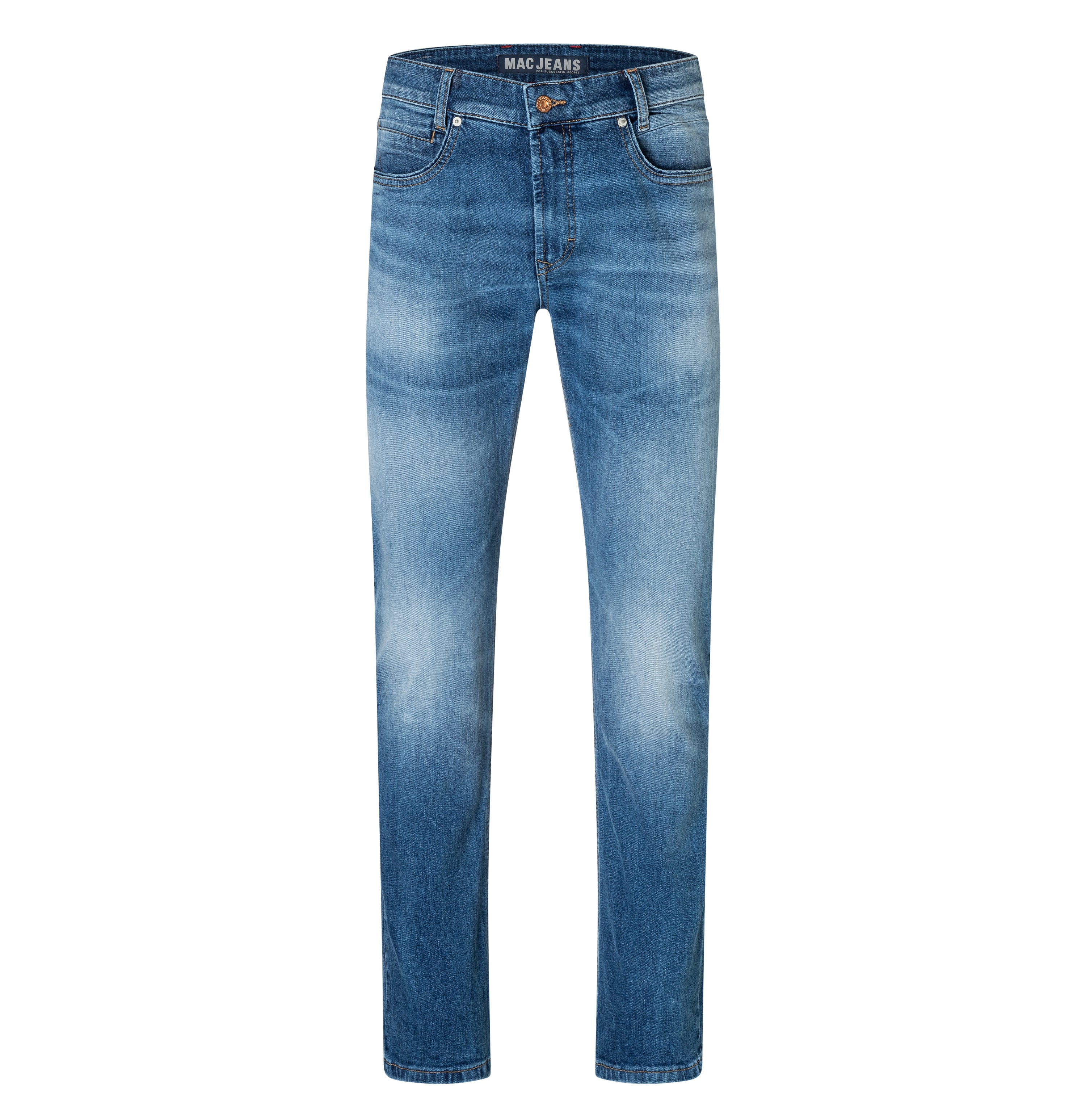 Highly elastic driver jeans with a vintage look. | Arne Pipe | history blue used | Front view of bust