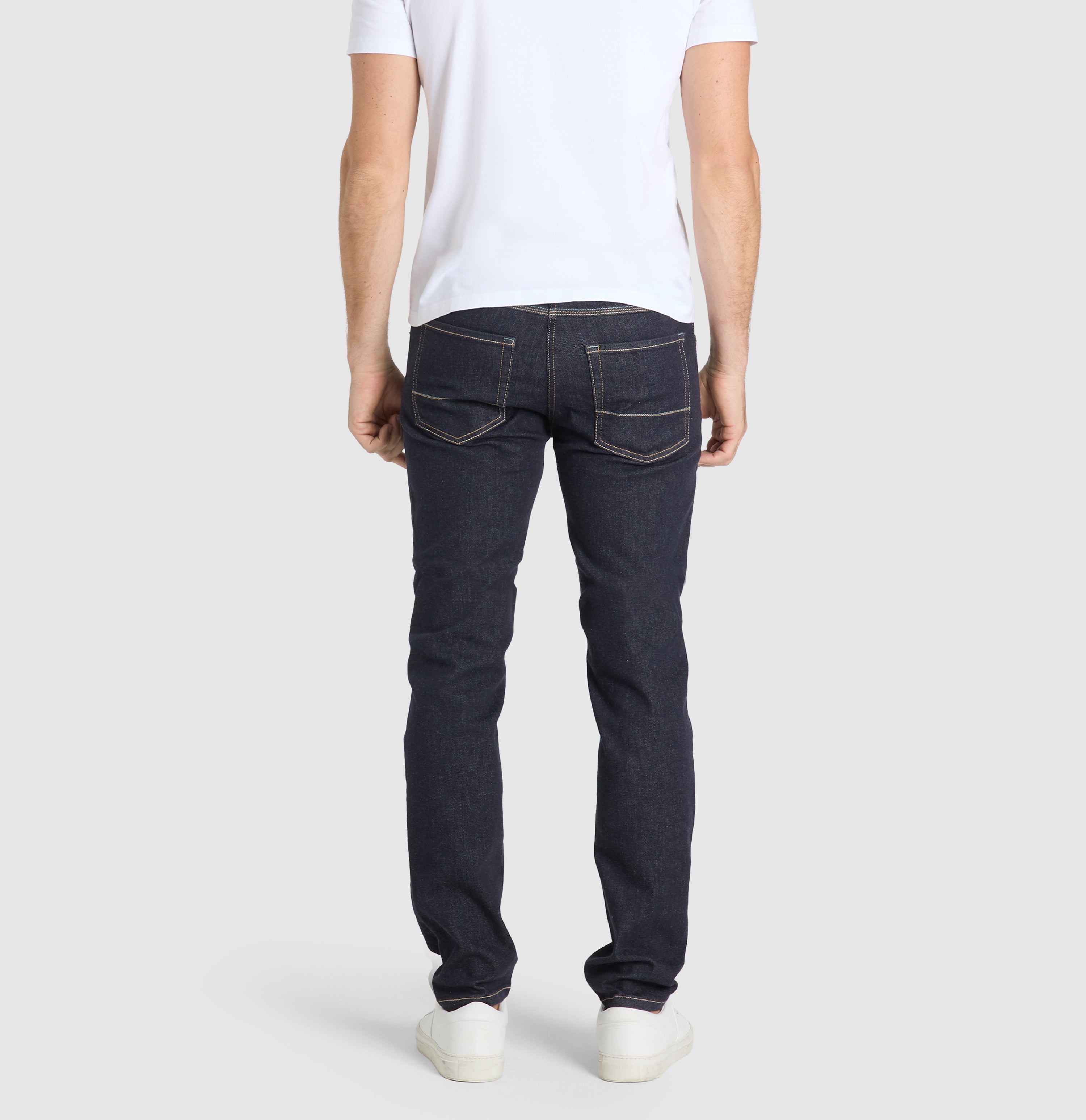 Ultimate driver jeans in a highly flexible material. | Driver Jeans | ever blue | Back view of model