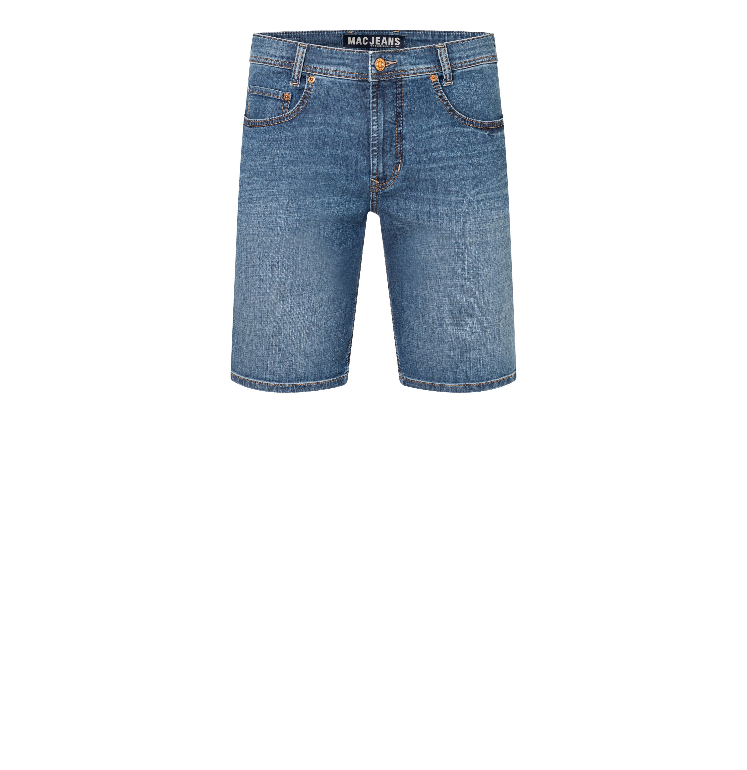 Bermuda made of light cross denim. | Arne Bermuda | authentic mid blue used | Front view of bust