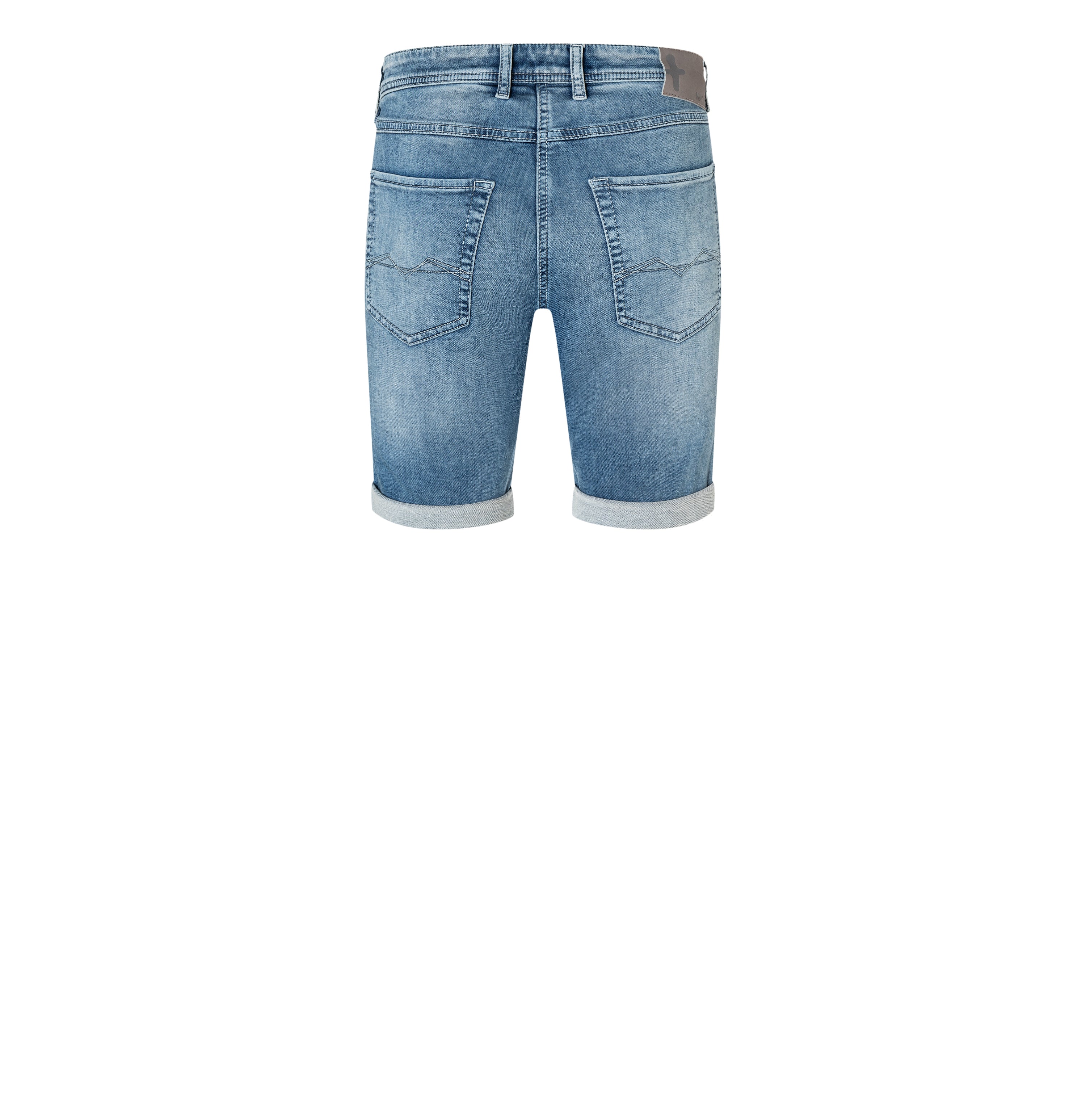 Bermuda jeans in a light sweat material. Dimensionally stable. | Jogn Bermuda | light authentic blue | Back view of bust