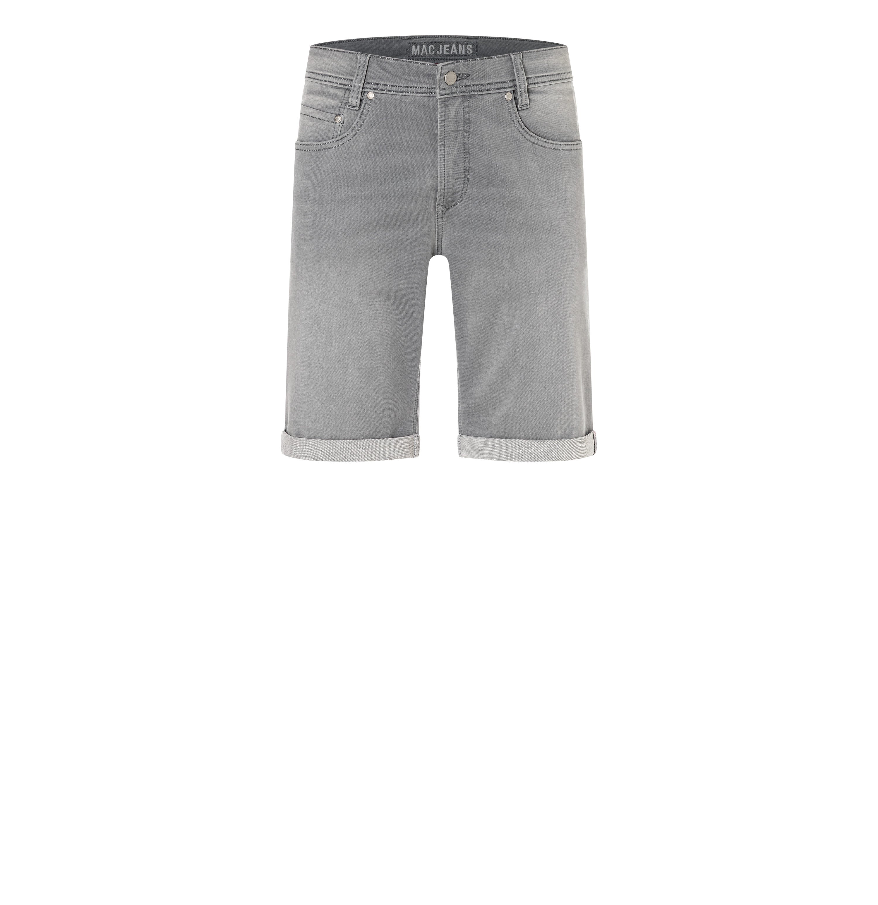 Bermuda made of dimensionally stable sweat denim. | Jogn Bermuda | light summer grey | Front view of bust