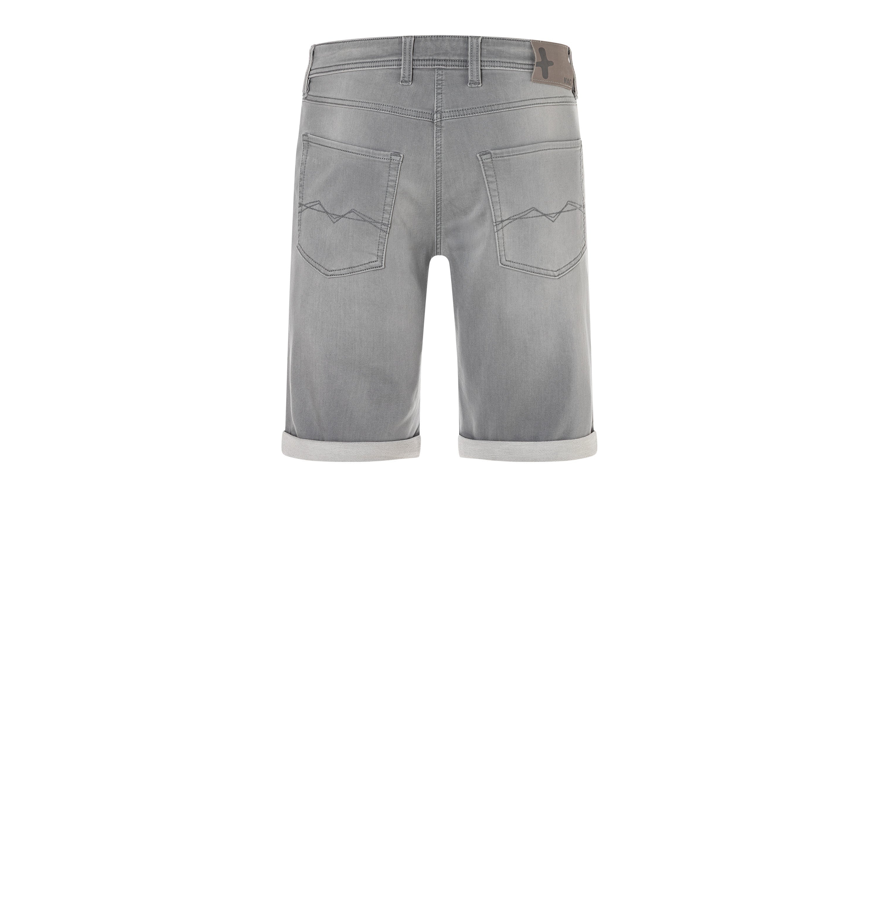 Bermuda made of dimensionally stable sweat denim. | Jogn Bermuda | light summer grey | Back view of bust