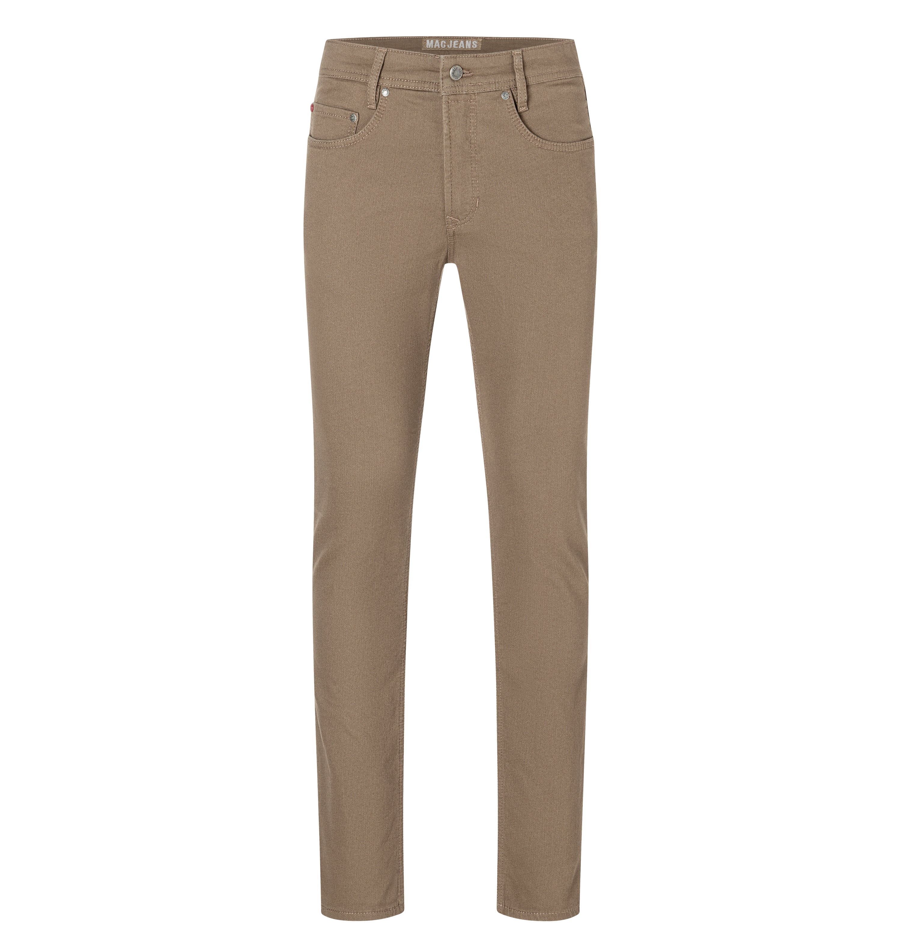 Slim trousers in a subtly patterned sweat material. | S-NAME | S-FBBZ | Front view of bust