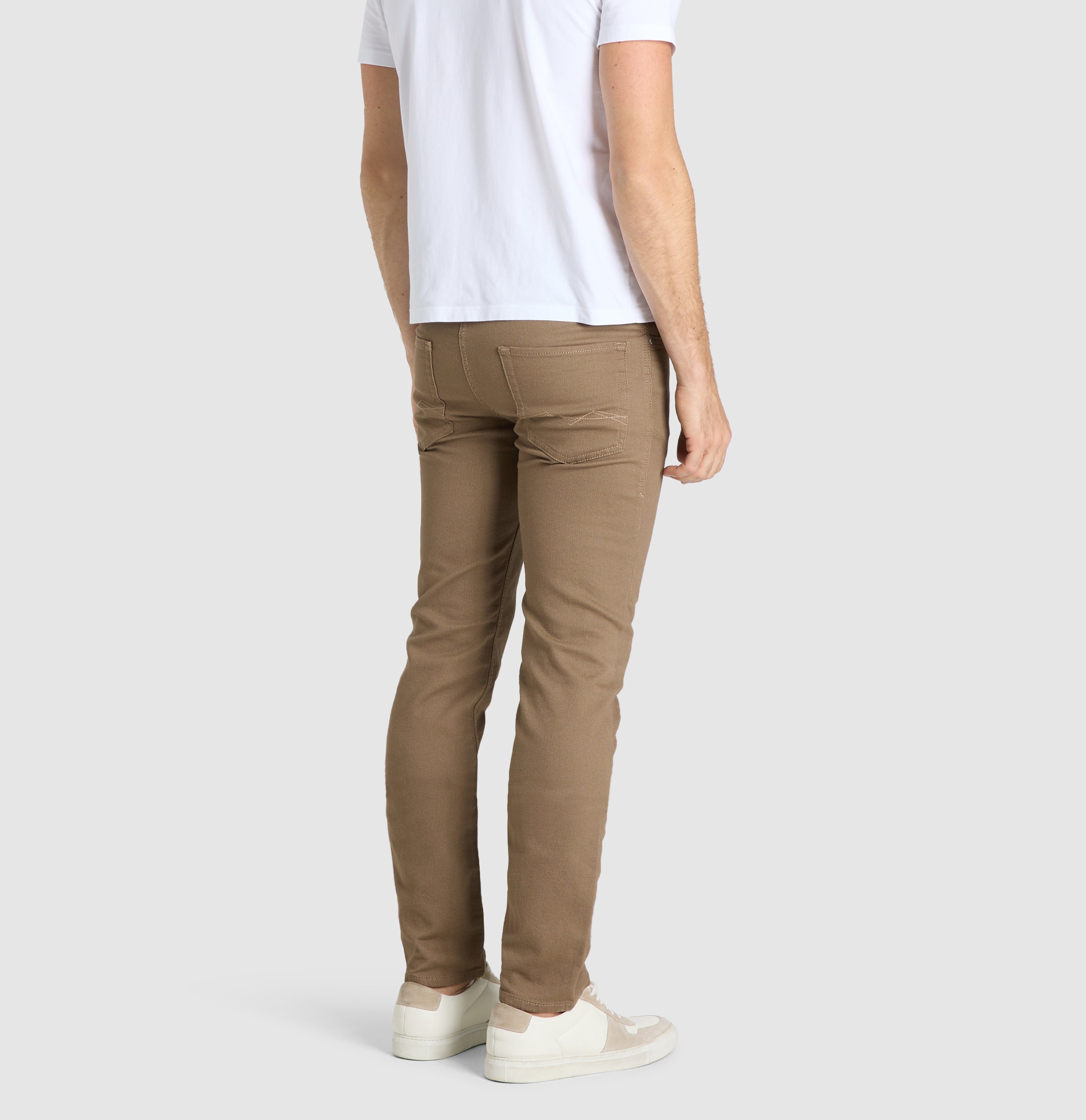 Slim trousers in a subtly patterned sweat material. | S-NAME | S-FBBZ | Side view of model