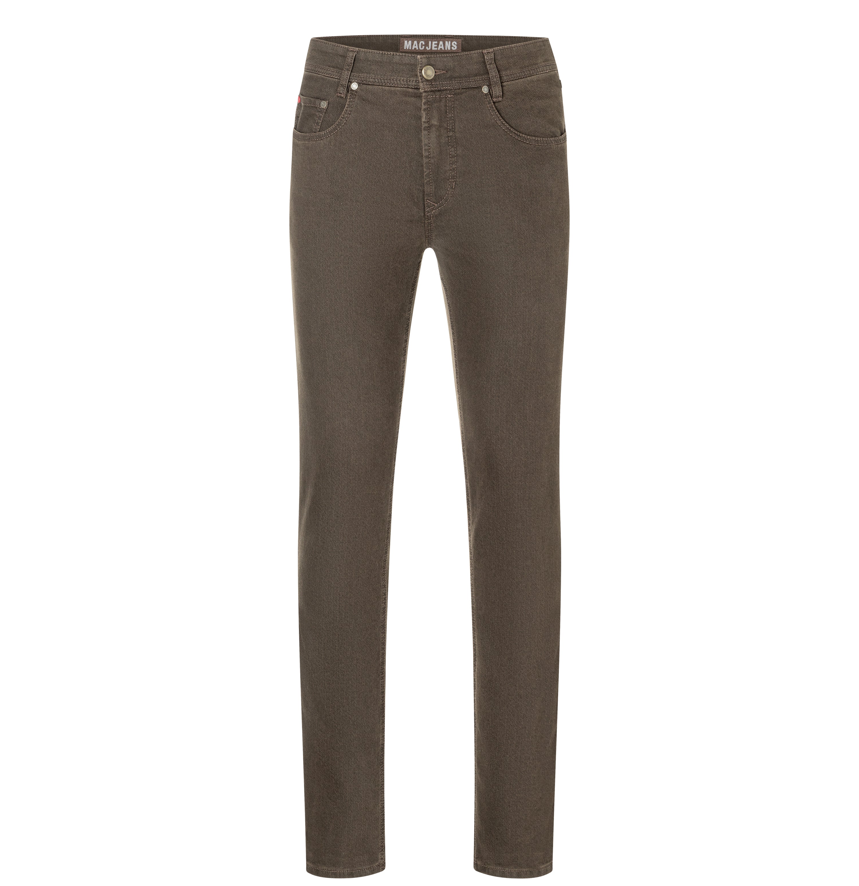 Slim trousers in a subtly patterned sweat material. | S-NAME | S-FBBZ | Front view of bust