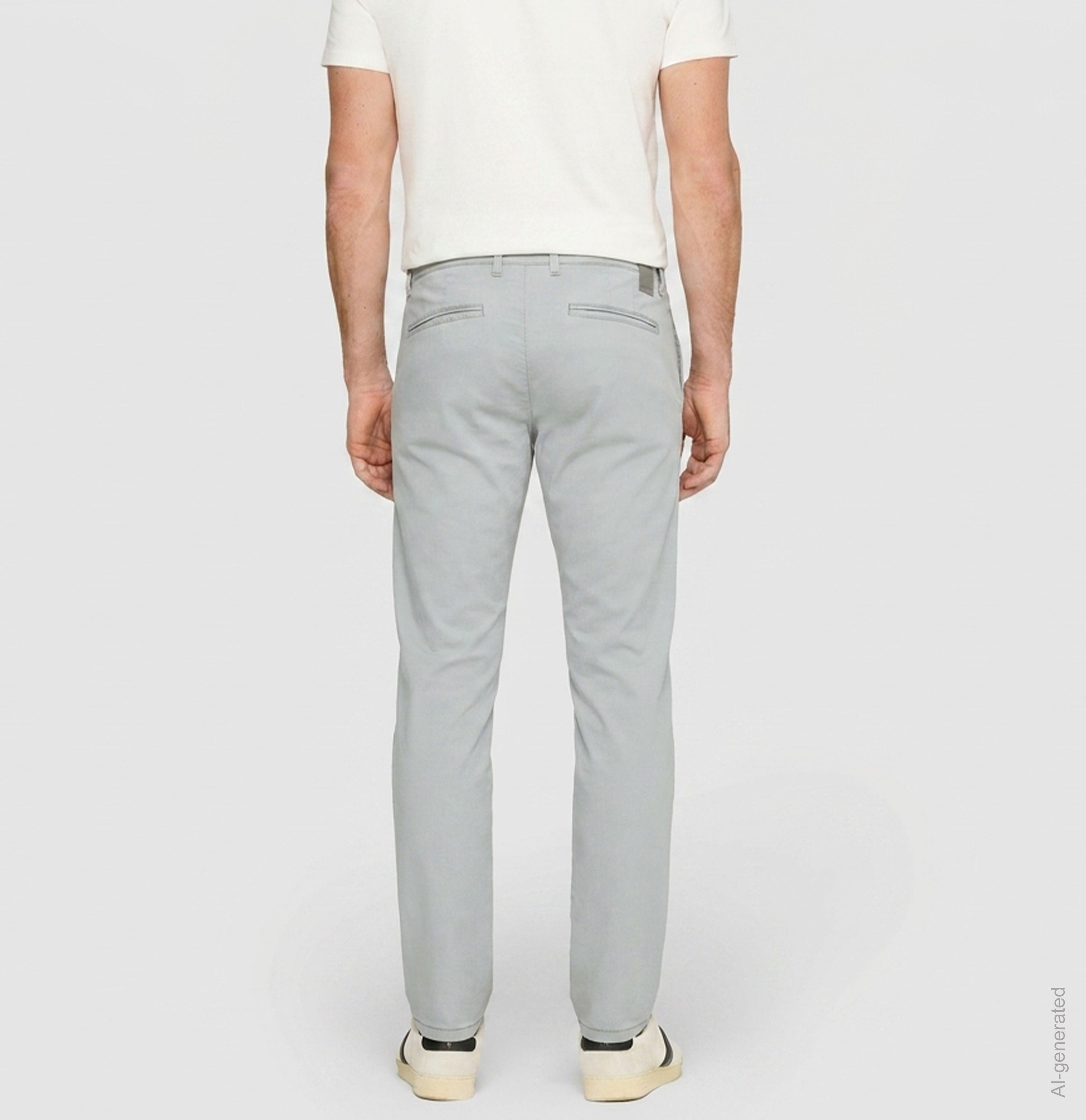 Regular trousers with discreet print. | Lennox | silver grey printed | Back view of model