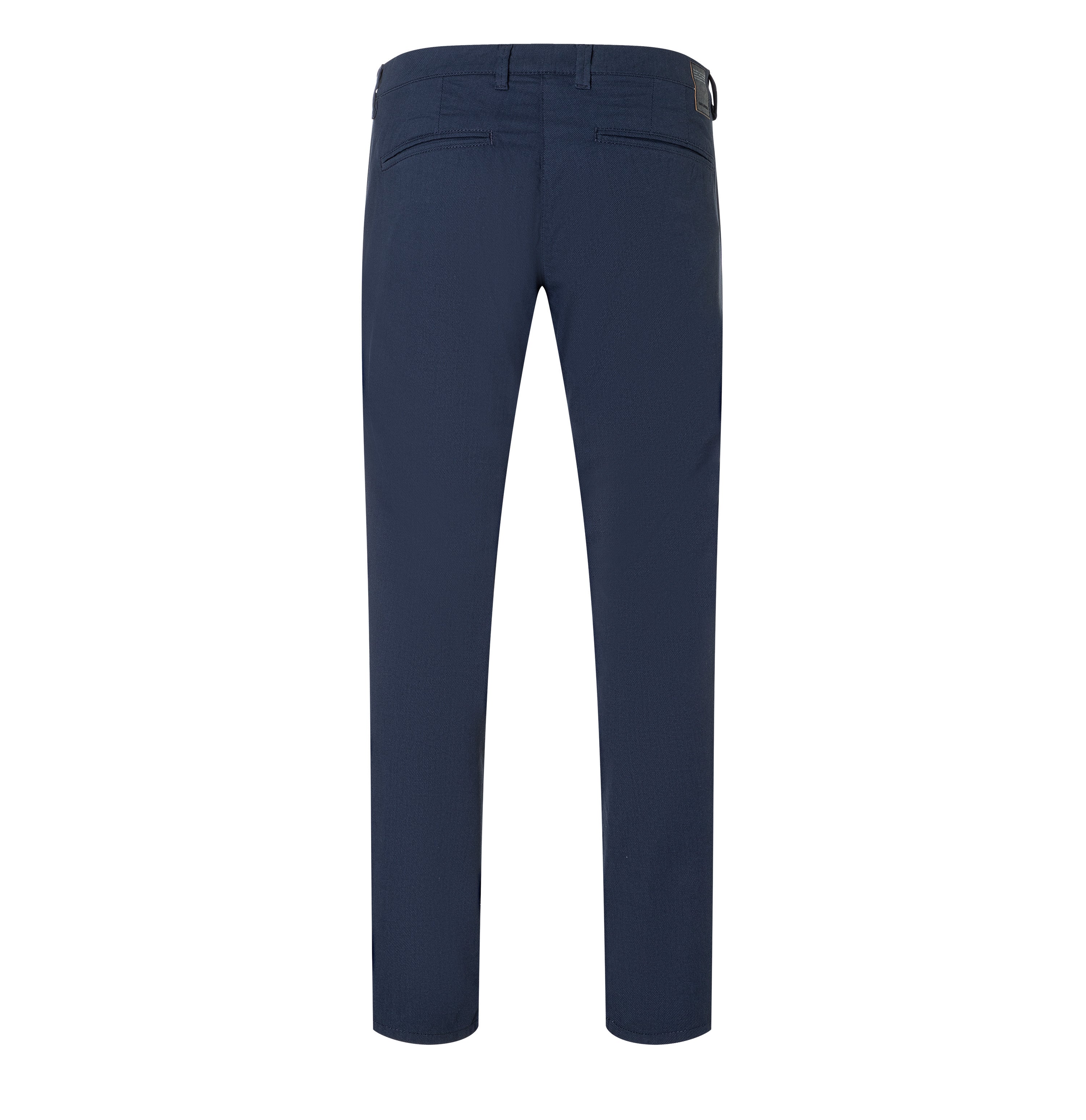 Regular trousers with discreet print. | Lennox | dark indigo printed | Back view of bust