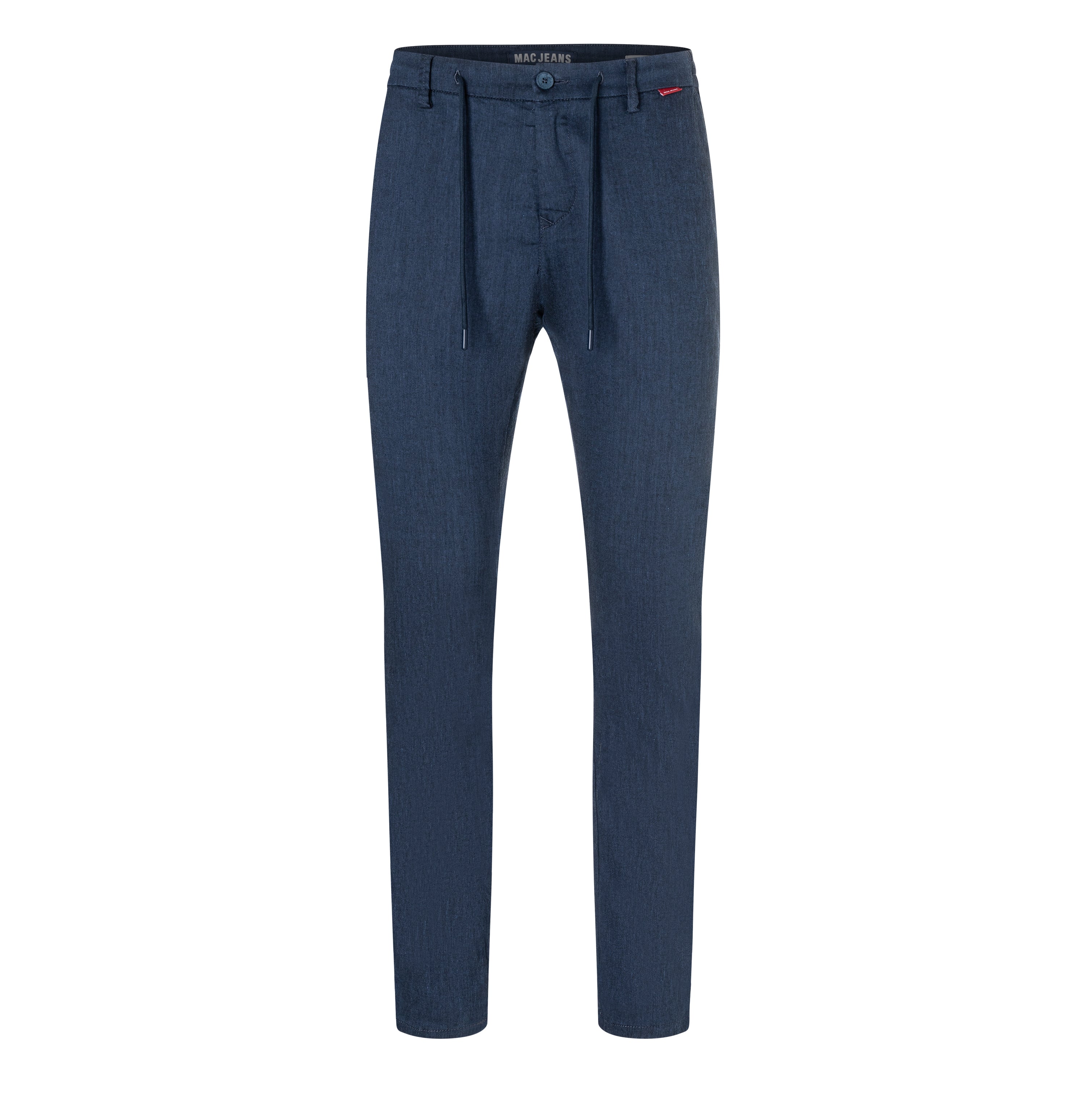 Chino in a flowing linen-viscose blend. | Lennox Sport | nautic blue | Front view of bust