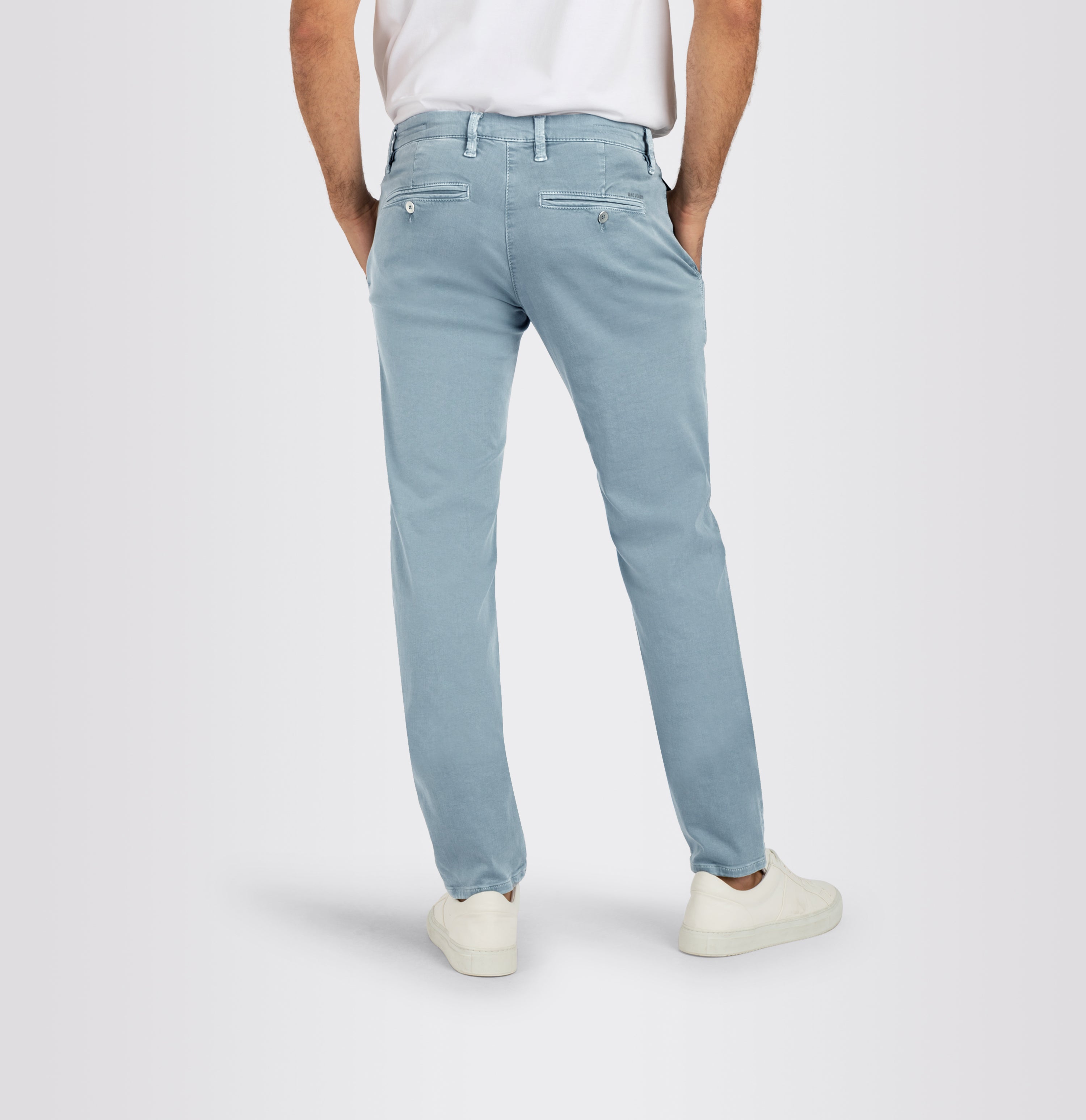 Comfortable ultimate driver pants in a chino design. | Driver Pants | steel blue | Back view of model