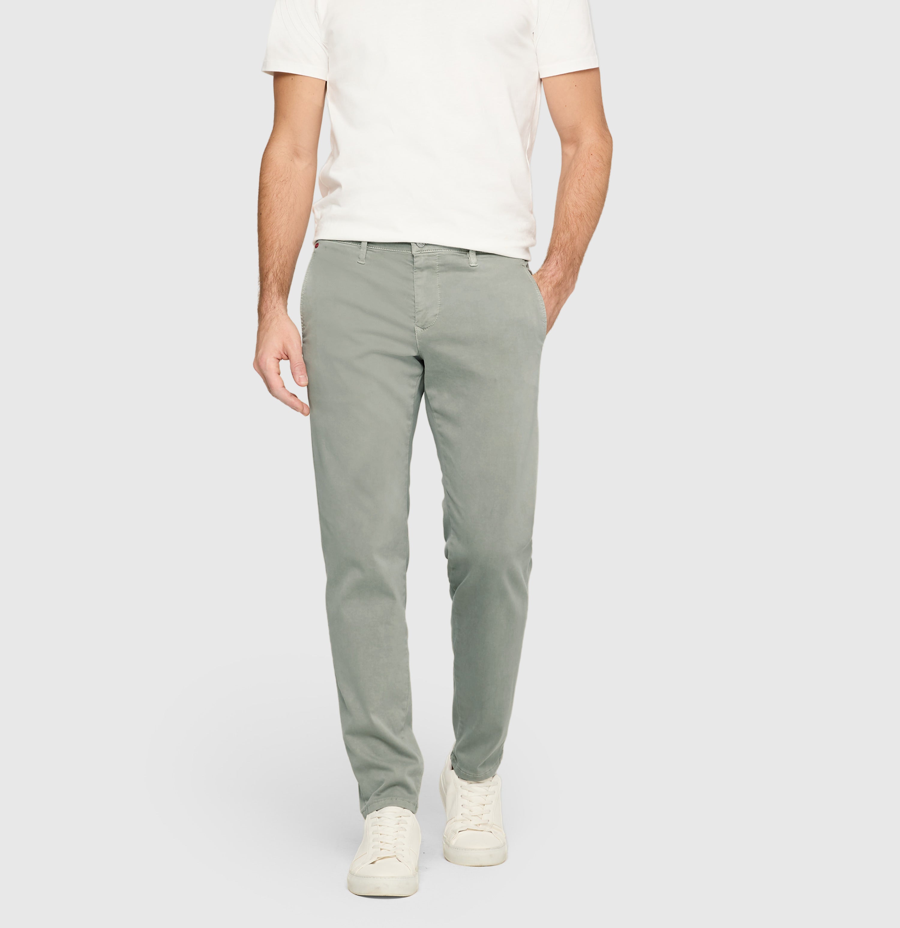 Ultimate driver pants in a chino design. | Driver Pants | iceberg green | Front view of model