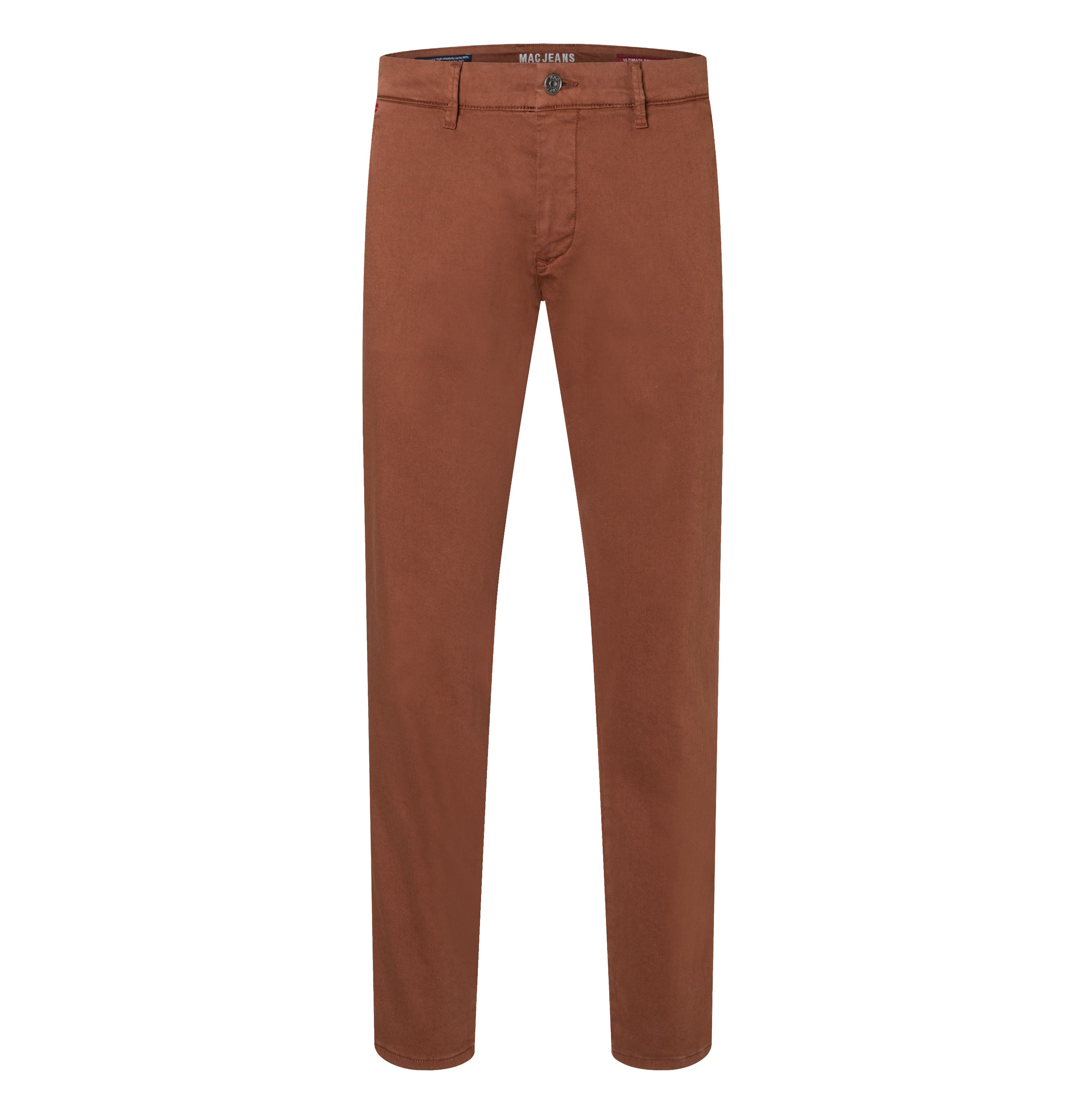 Ultimate driver pants in a chino design. | Driver Pants | red brown | Front view of bust