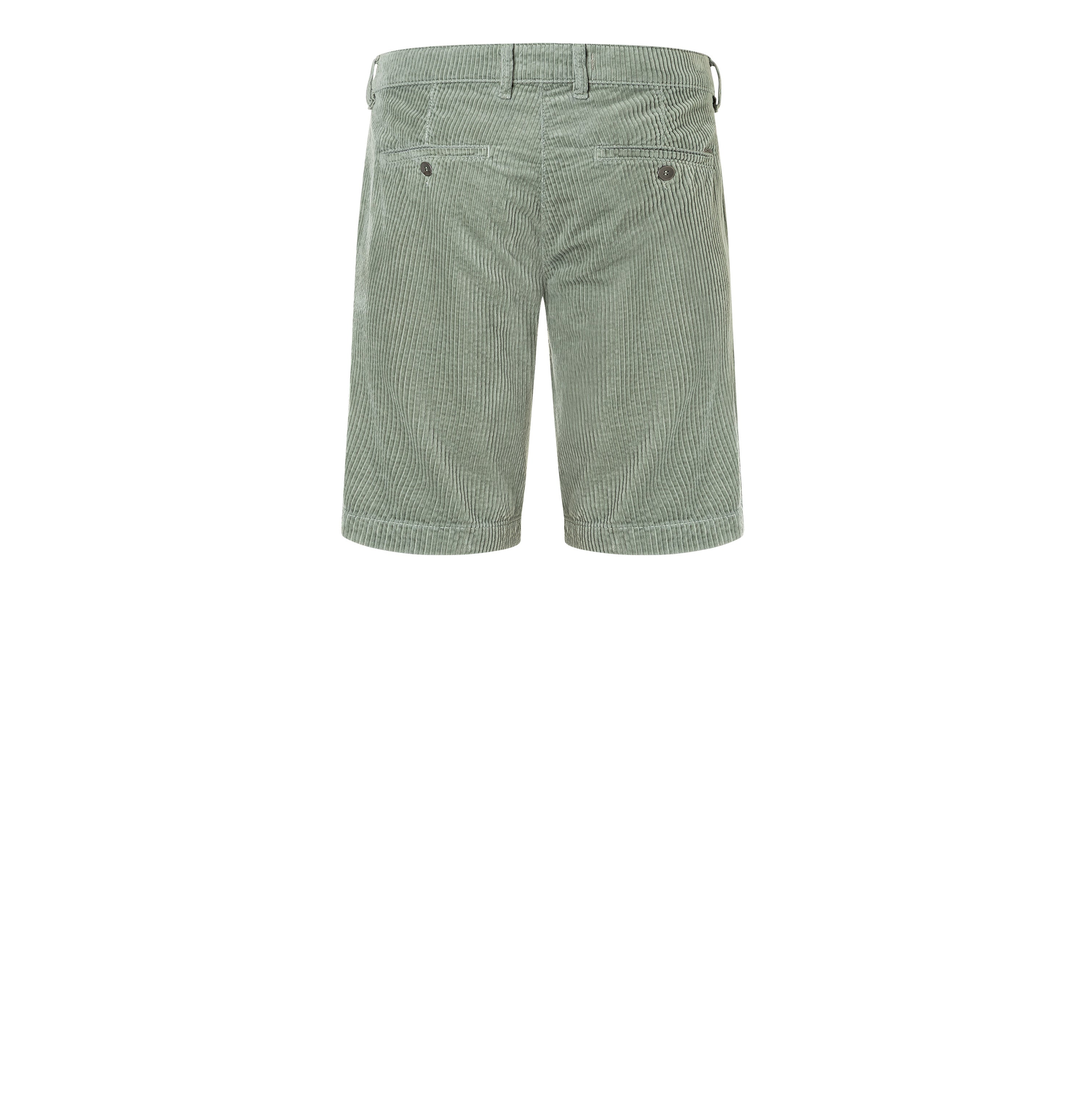 Bermuda made of summery corduroy. | Liam Bermuda | iceberg green PPT | Back view of bust