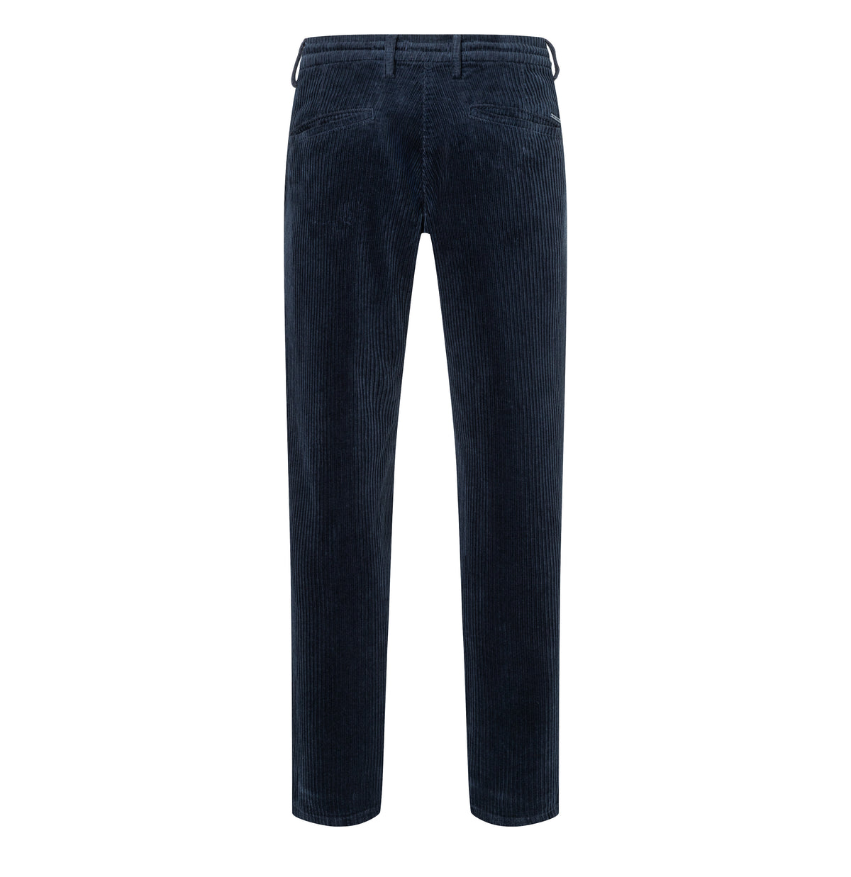 Corduroy trousers with sporty drawstring. | Pedro | midnight blue PPT | Back view of bust