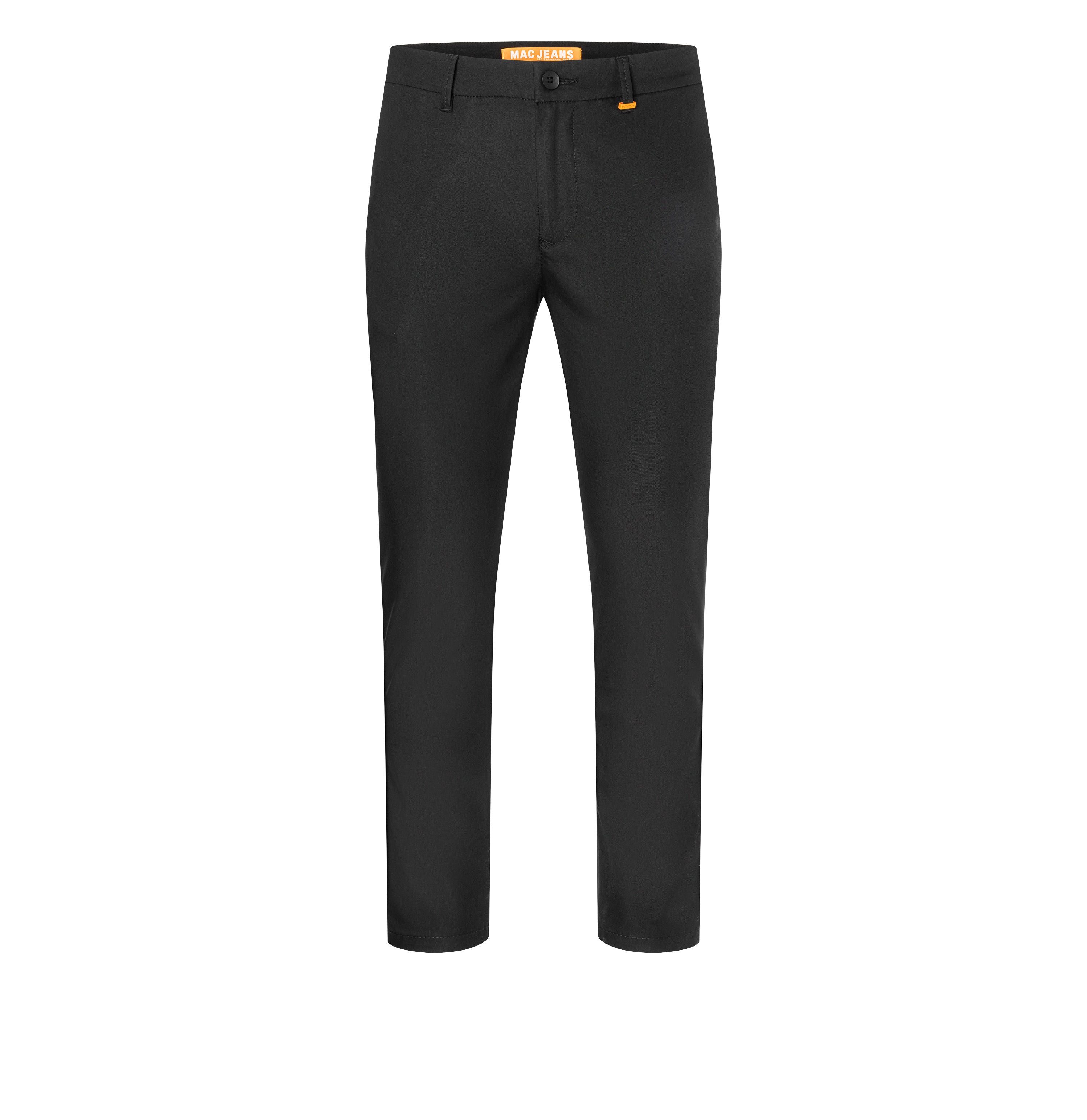 Tapered chino in a techno twill material. | Griffin | black | Front view of bust