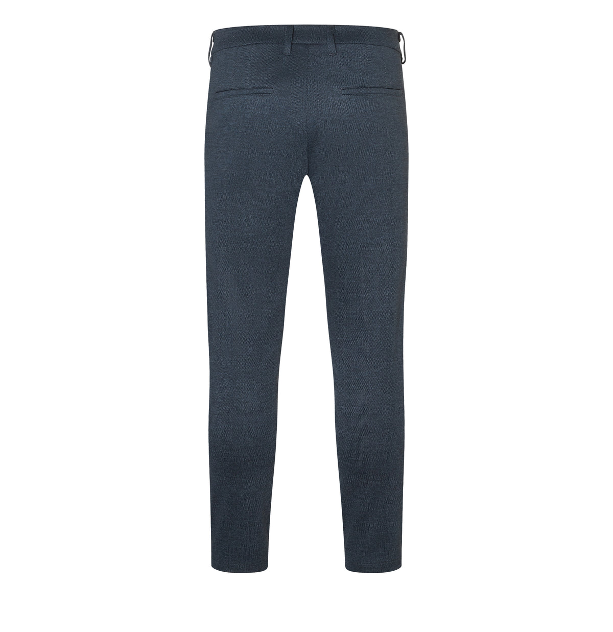 Finely patterned tapered chino made of jersey. | Griffin | sea storm printed | Back view of bust