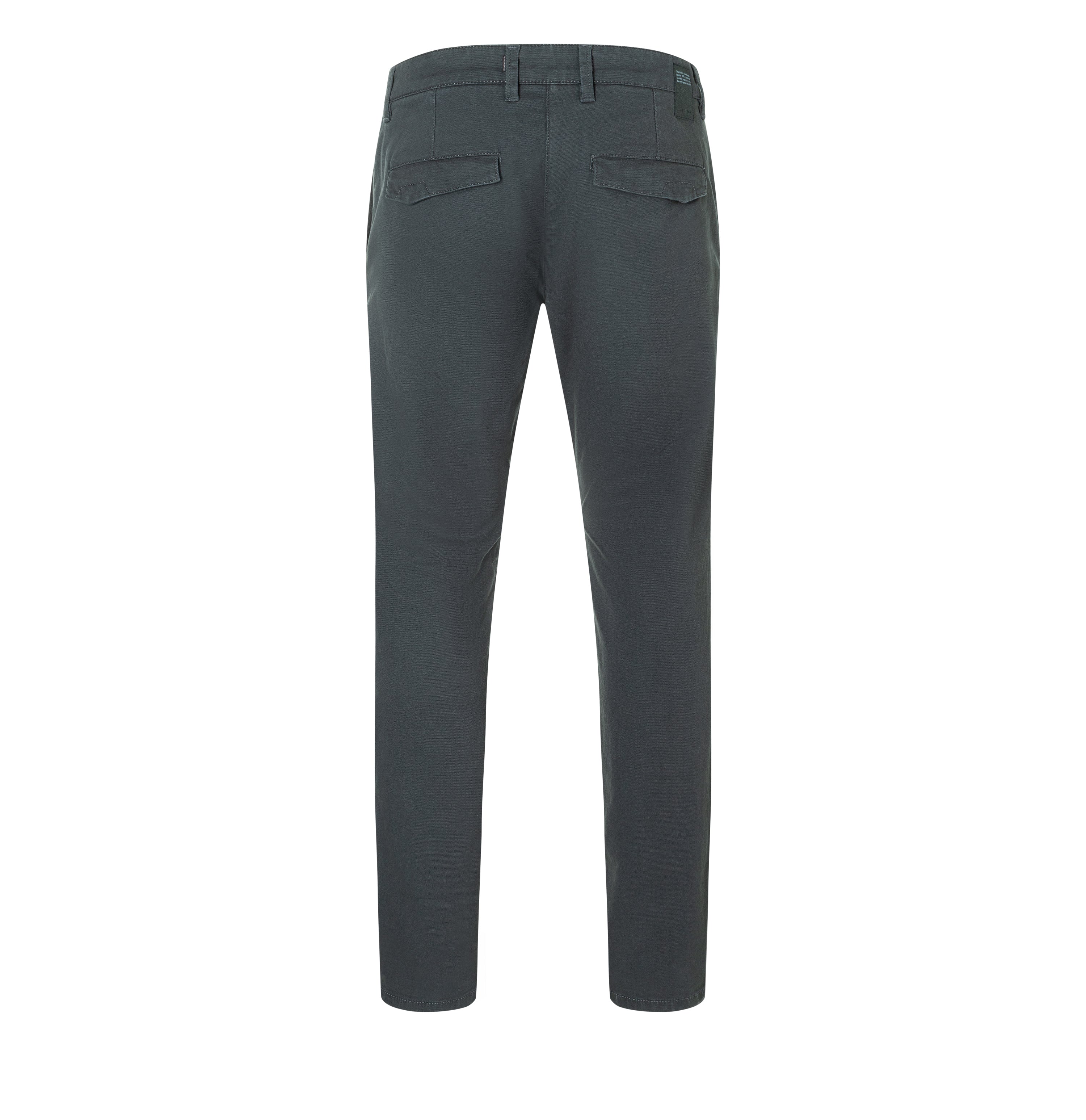 Comfortable chino with discreet vintage effects. | Lenny | grey stone | Back view of bust